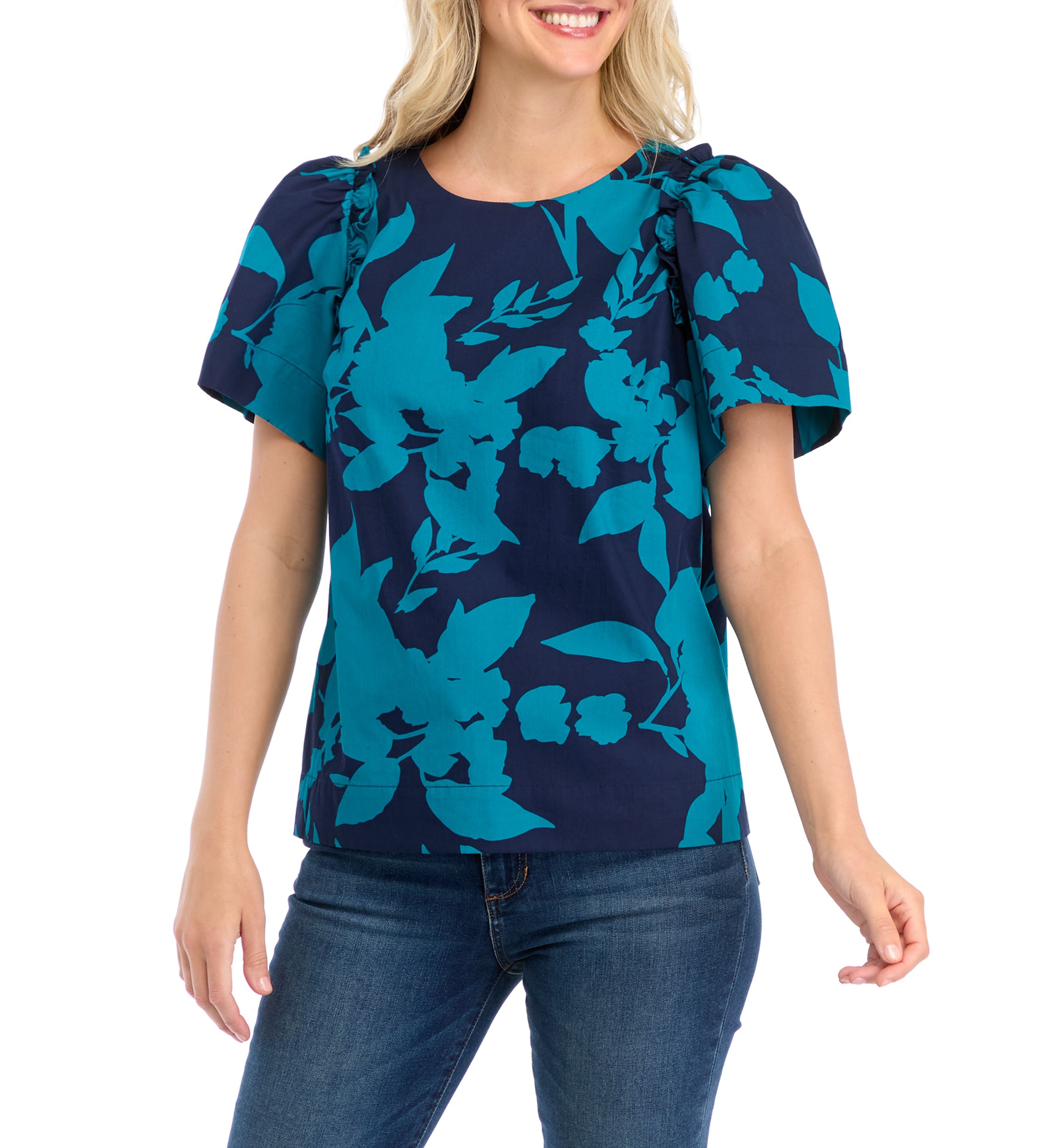 Womens Short Sleeve Poplin Top 