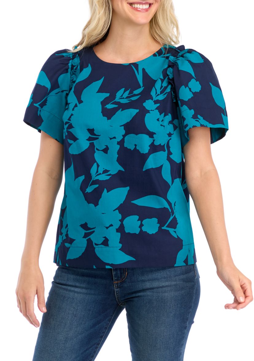 Womens Short Sleeve Poplin Top 