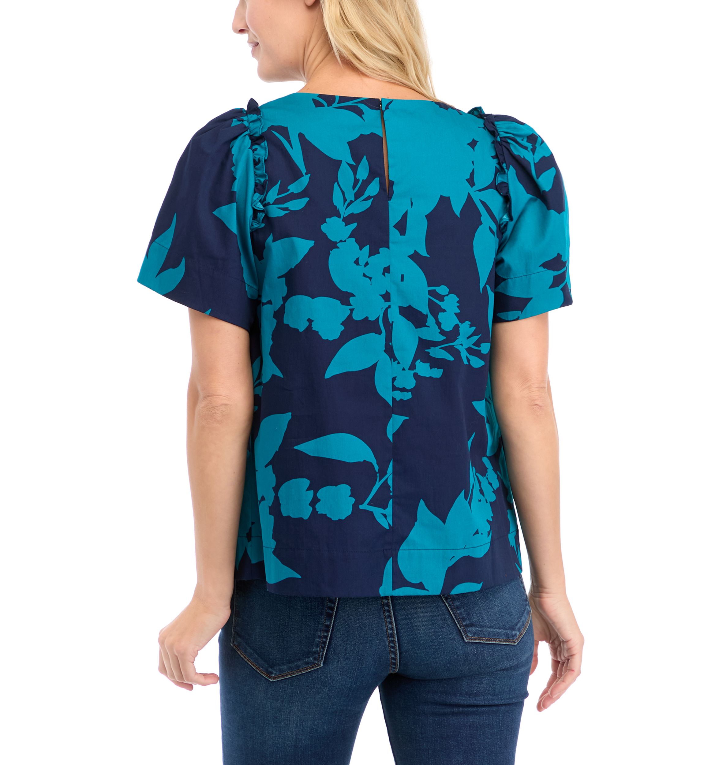 Womens Short Sleeve Poplin Top 