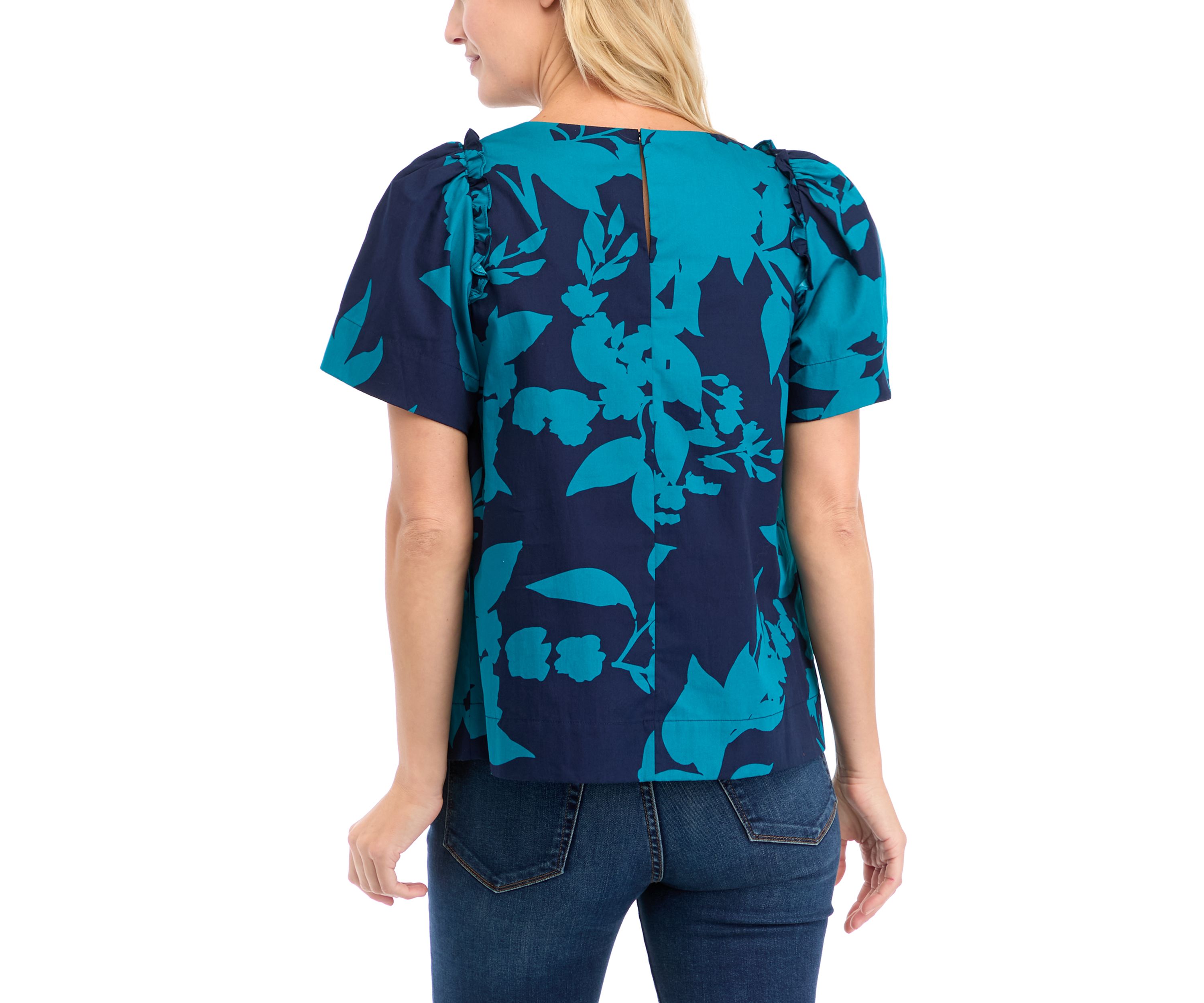 Womens Short Sleeve Poplin Top 