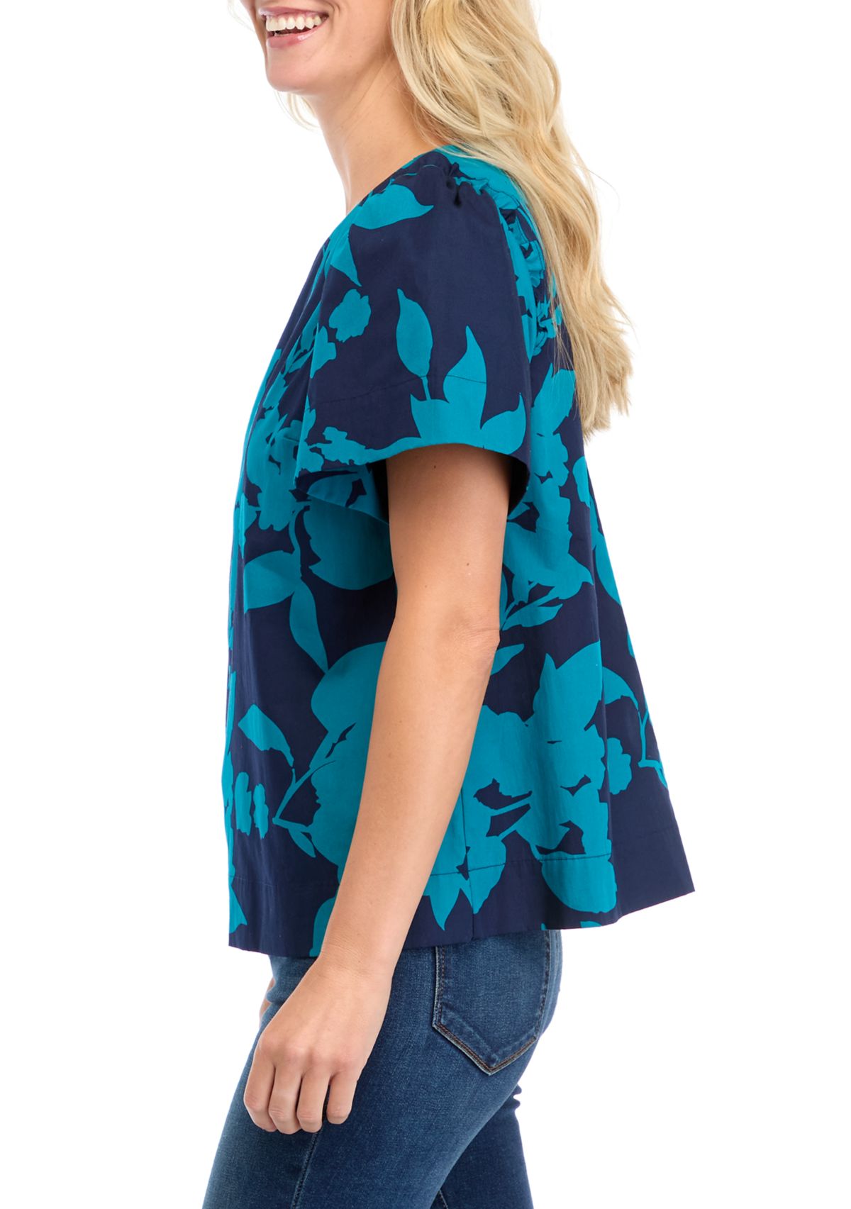 Womens Short Sleeve Poplin Top 