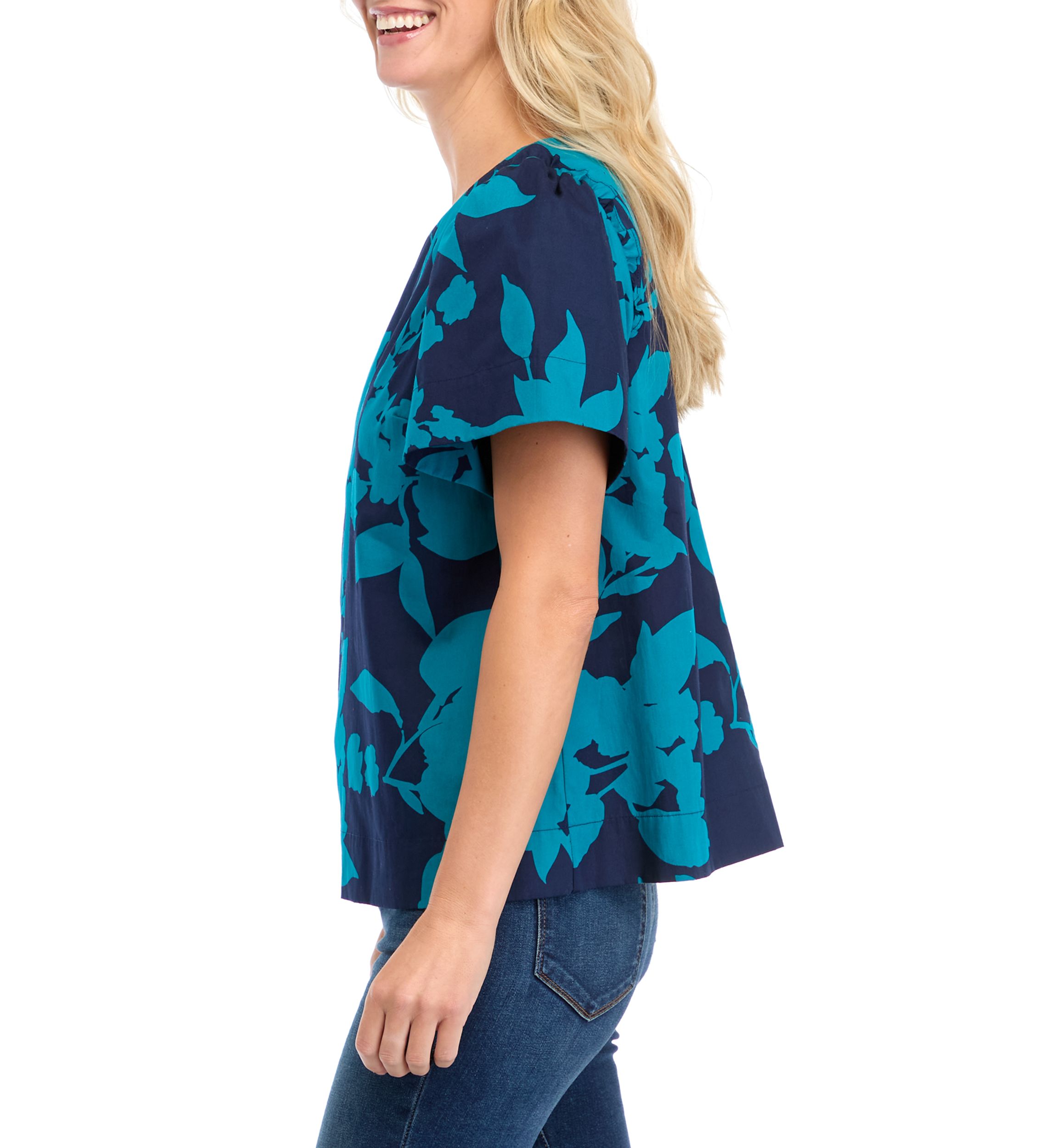 Womens Short Sleeve Poplin Top 