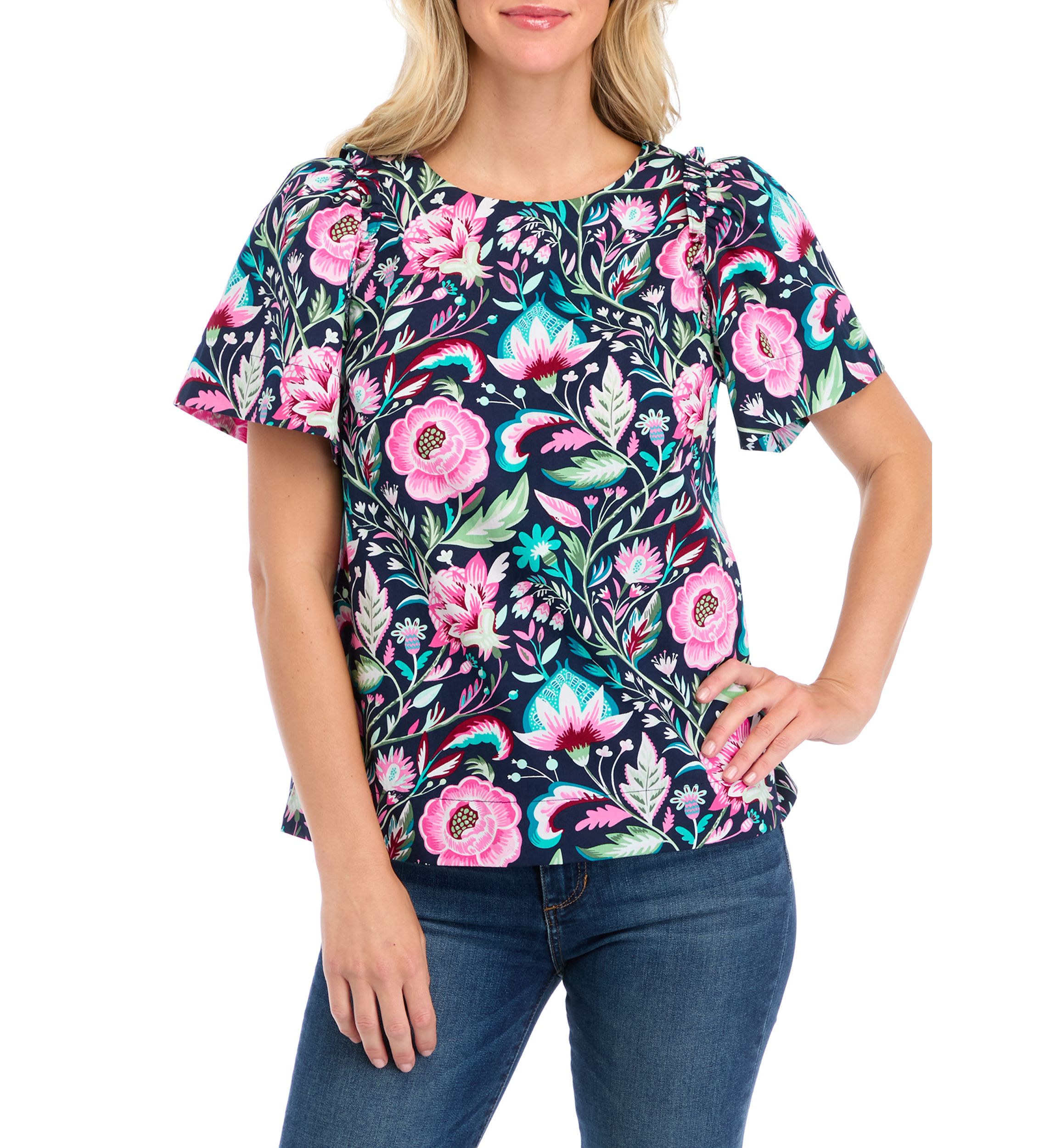 Petite Puff Sleeve Floral Top 