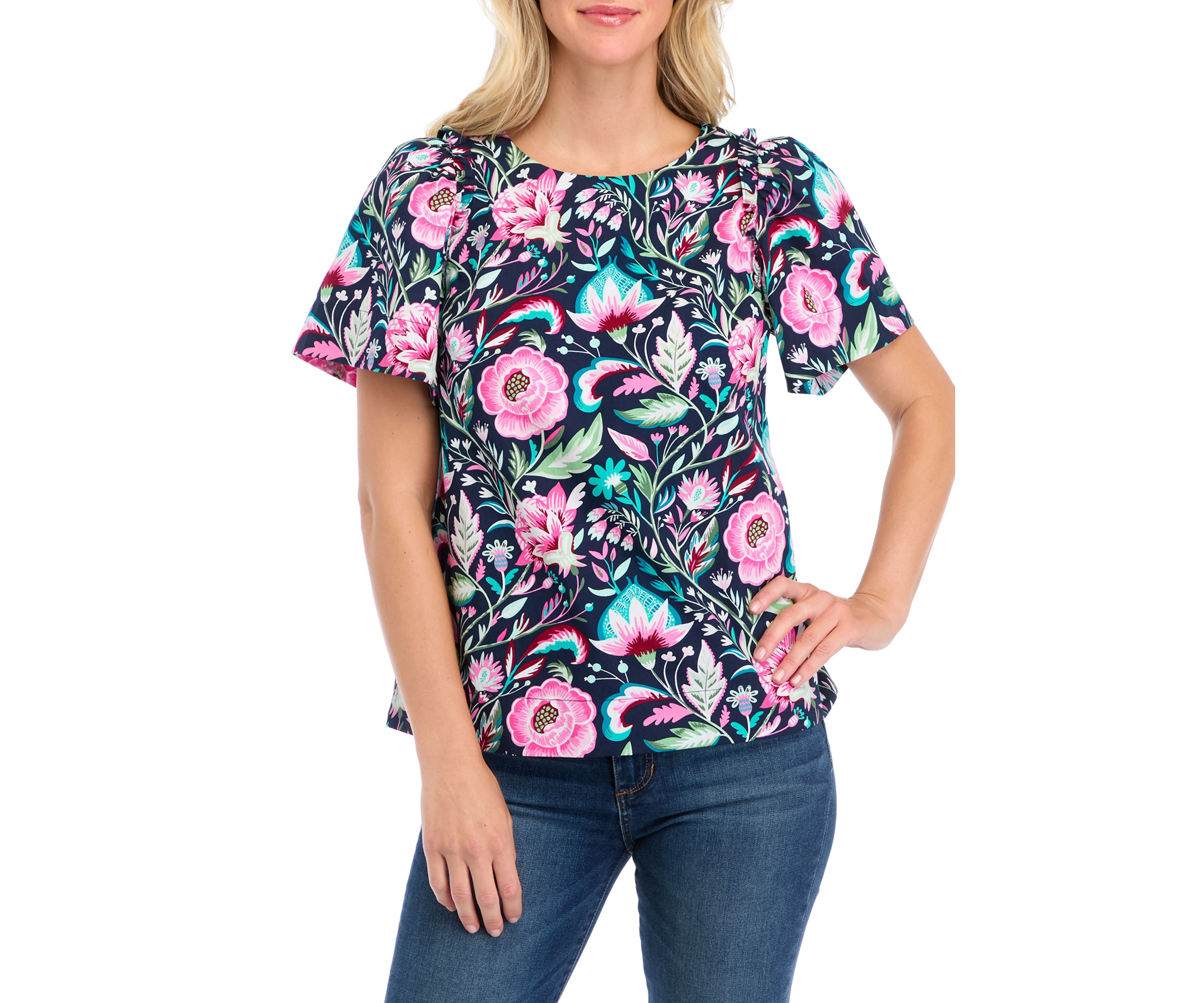 Petite Puff Sleeve Floral Top 