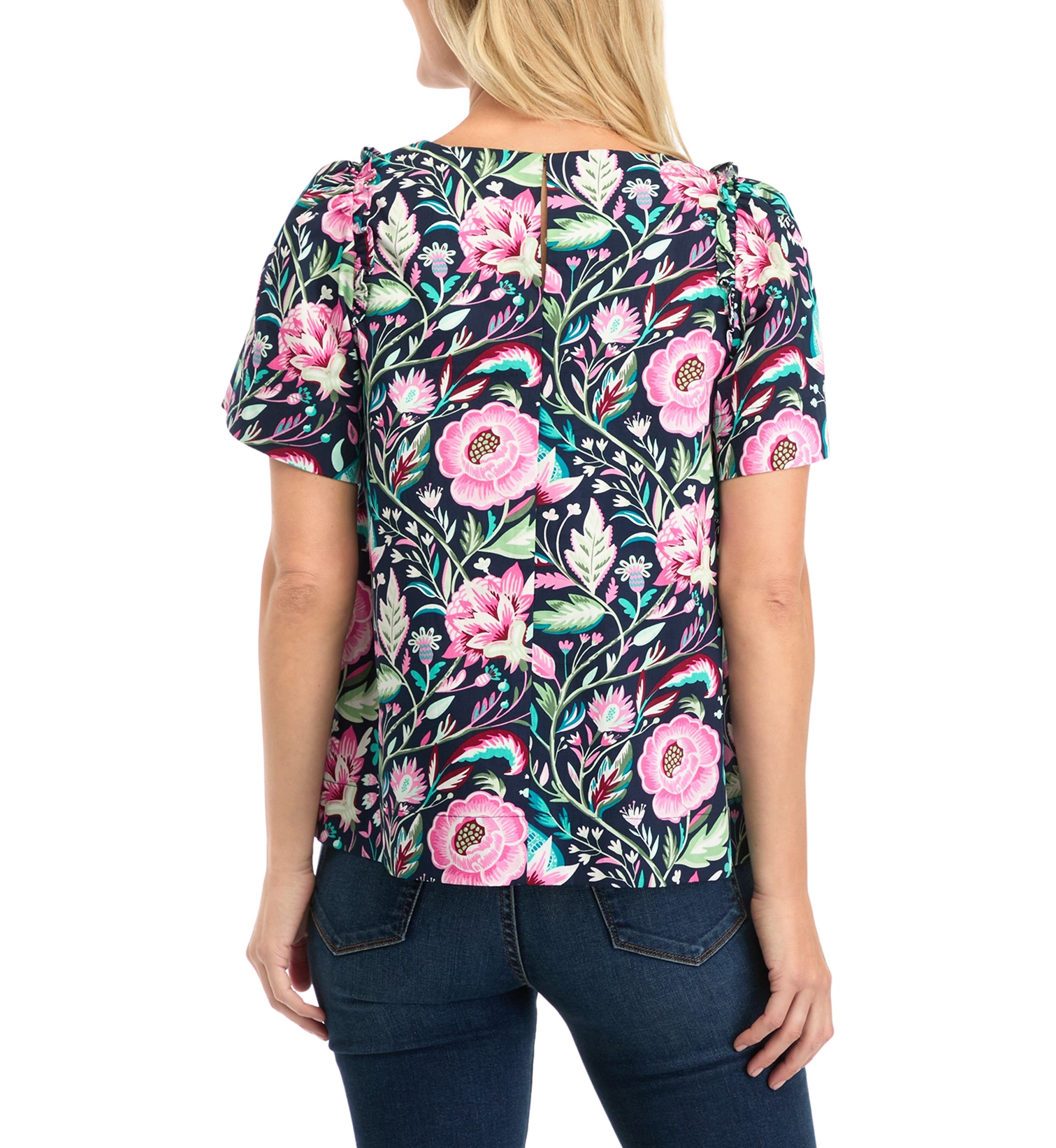 Petite Puff Sleeve Floral Top 