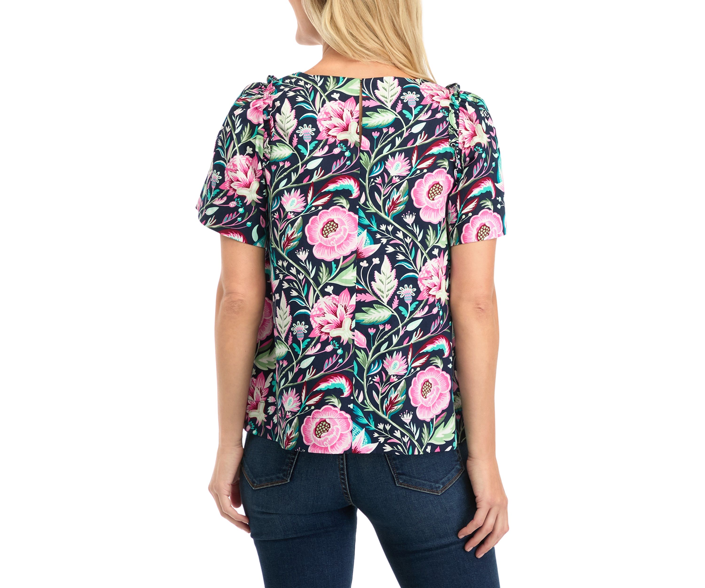 Petite Puff Sleeve Floral Top 