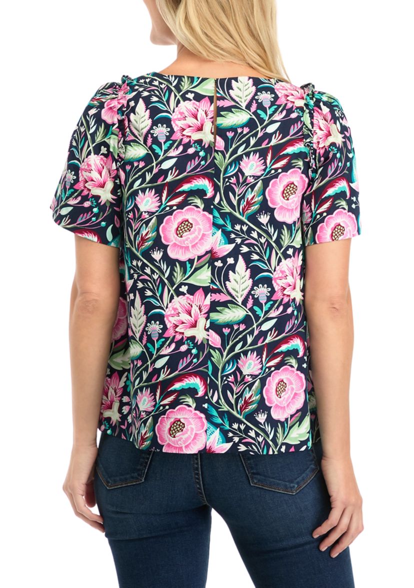 Petite Puff Sleeve Floral Top 