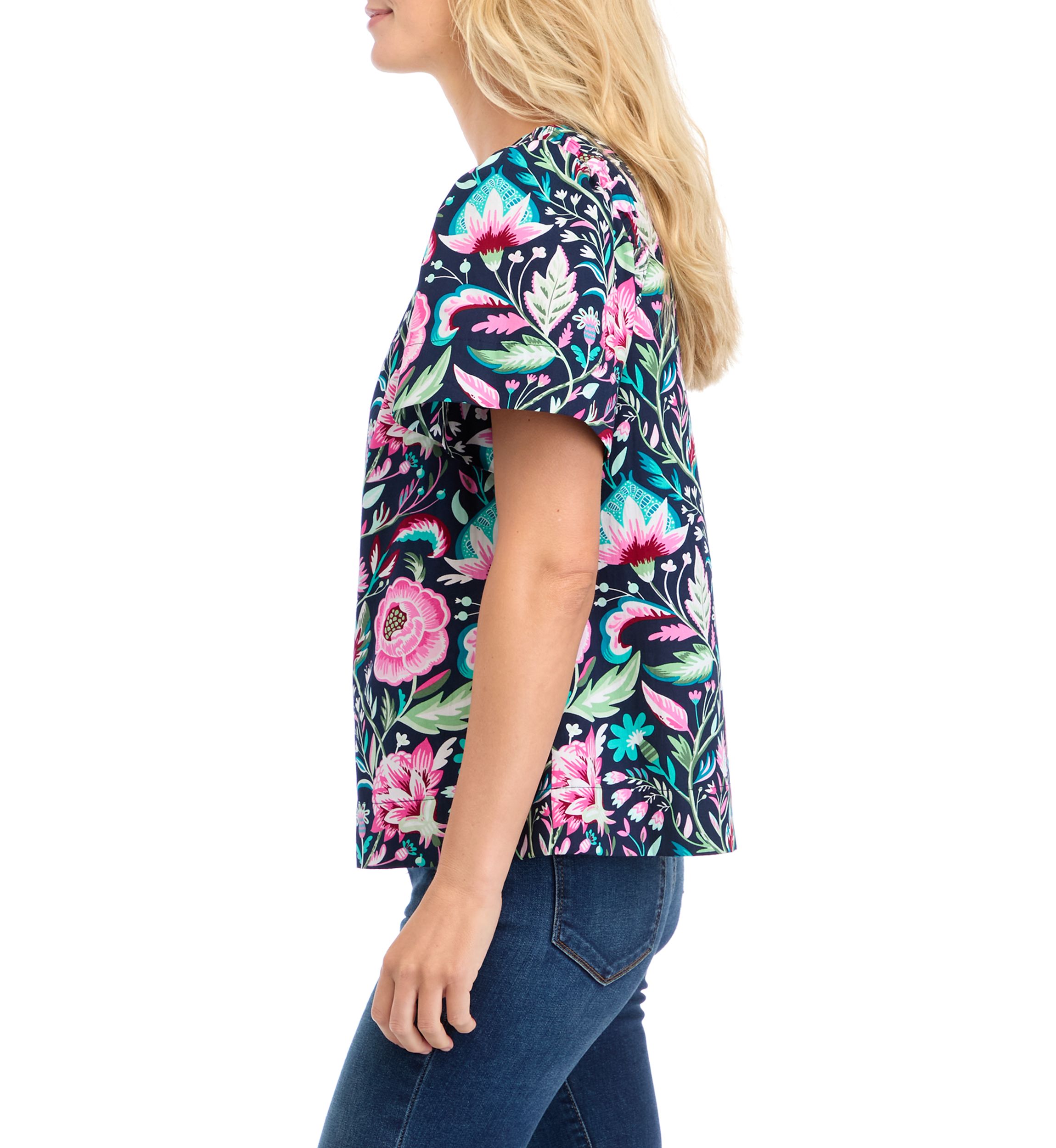 Petite Puff Sleeve Floral Top 