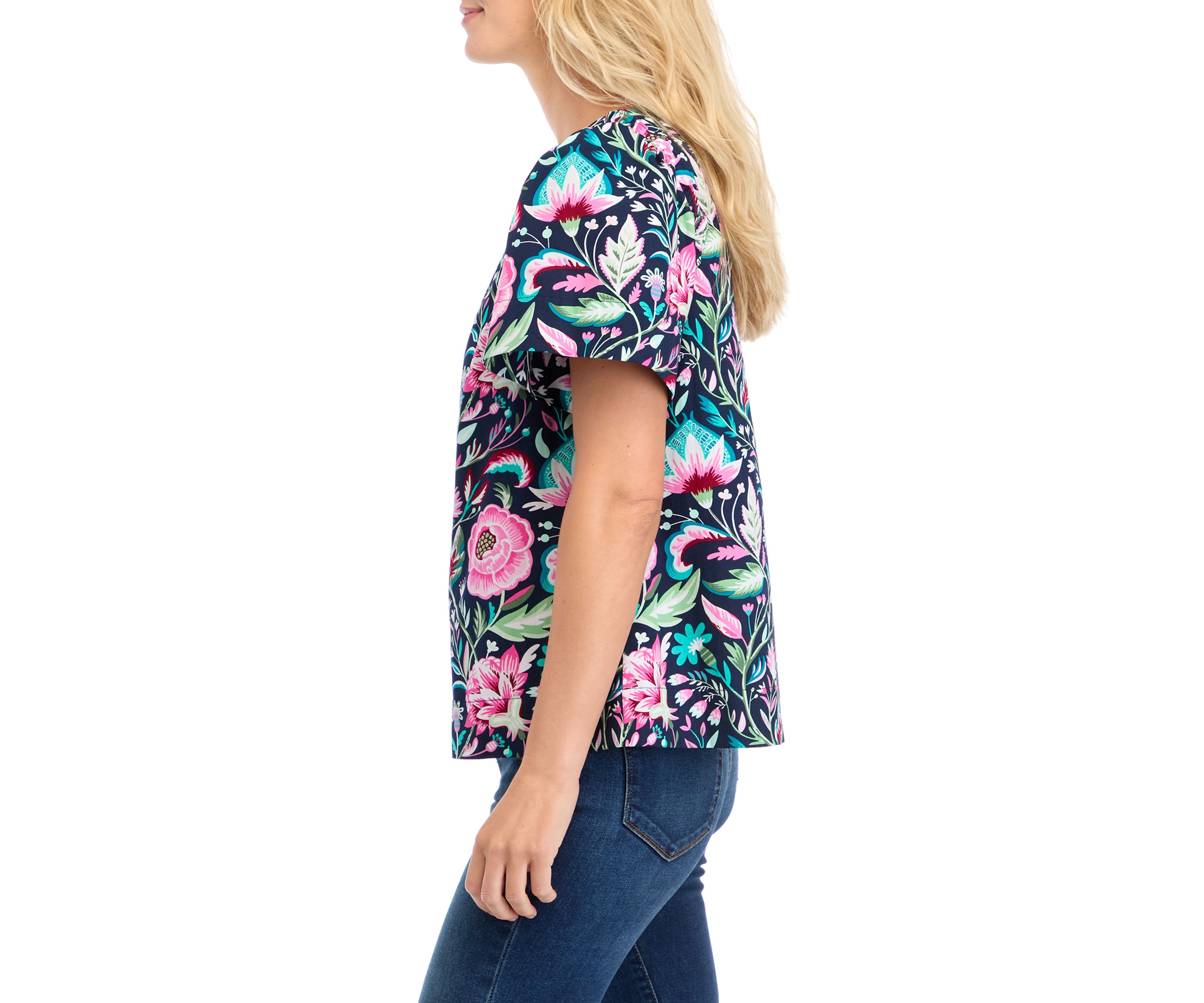 Petite Puff Sleeve Floral Top 