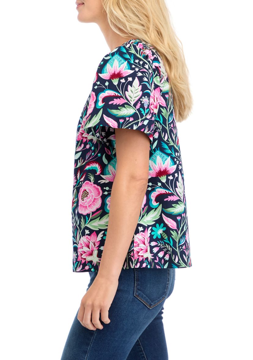 Petite Puff Sleeve Floral Top 