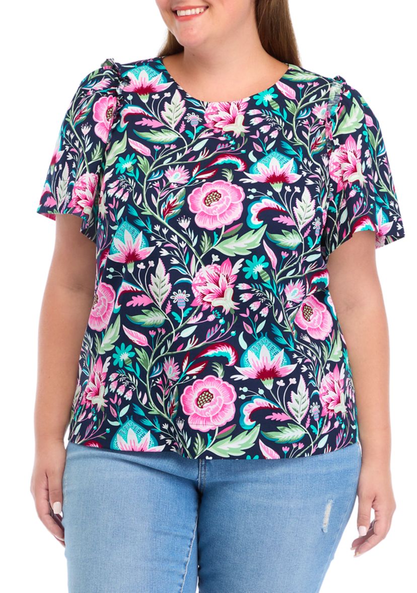 Plus Size Short Sleeve Poplin Top 