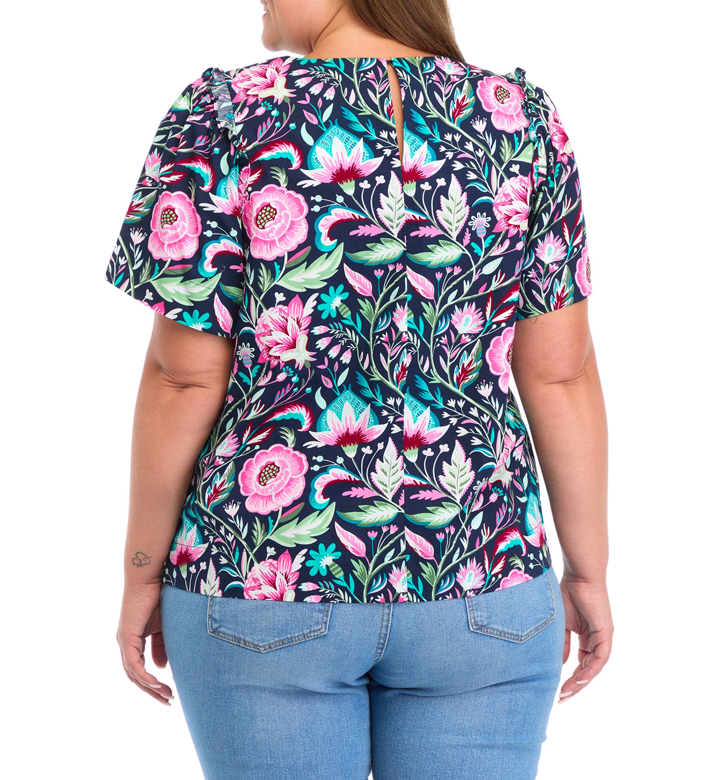 Plus Size Short Sleeve Poplin Top 