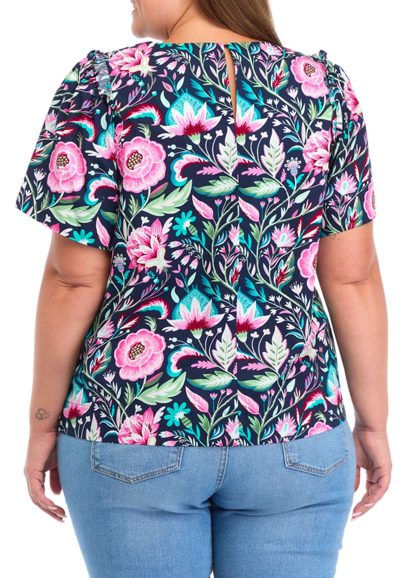 Plus Size Short Sleeve Poplin Top 