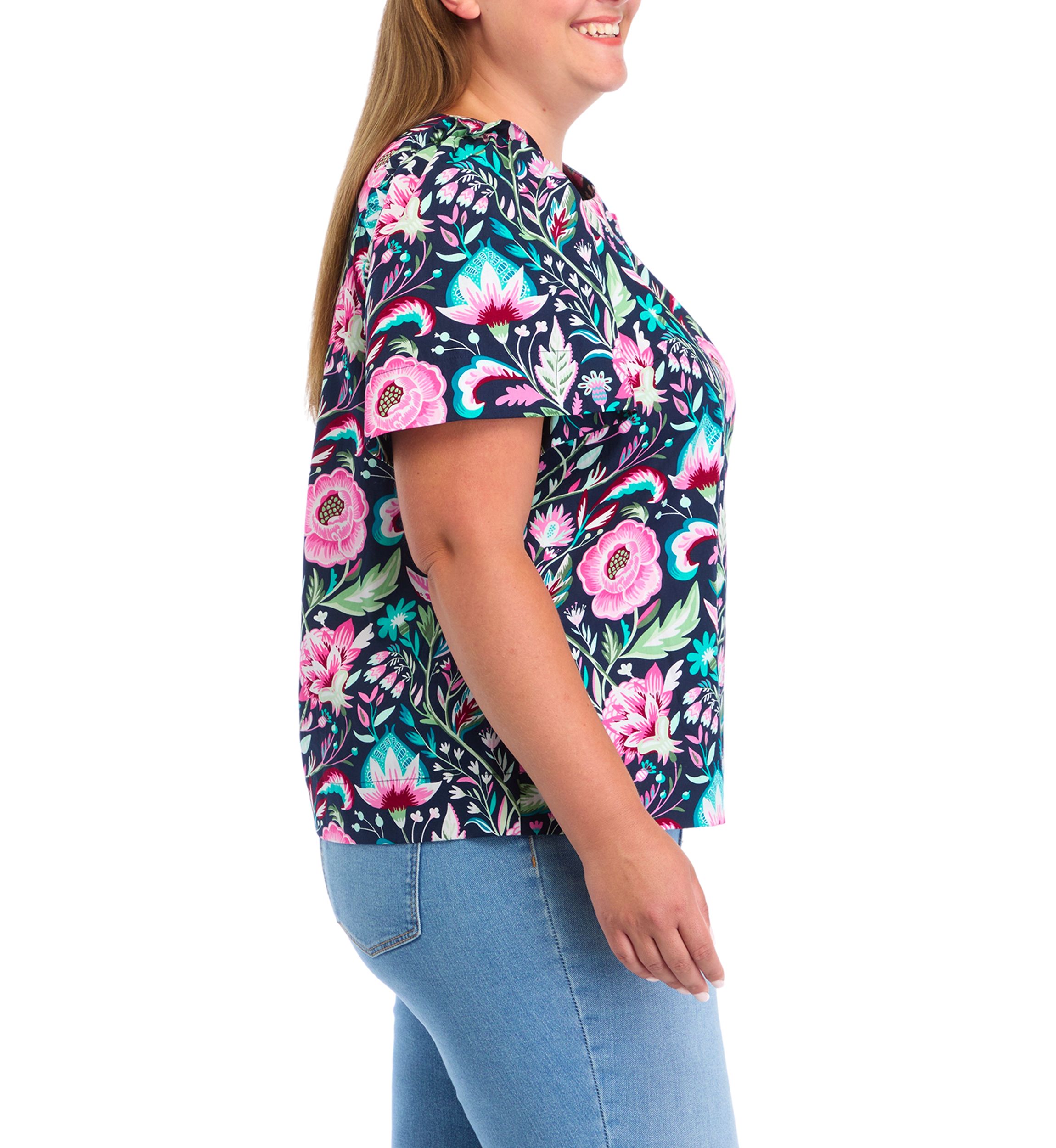 Plus Size Short Sleeve Poplin Top 