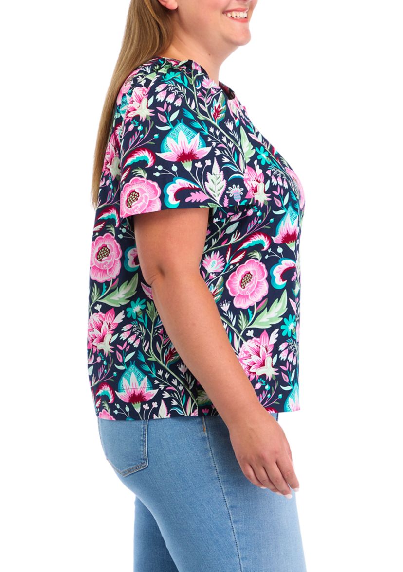 Plus Size Short Sleeve Poplin Top 