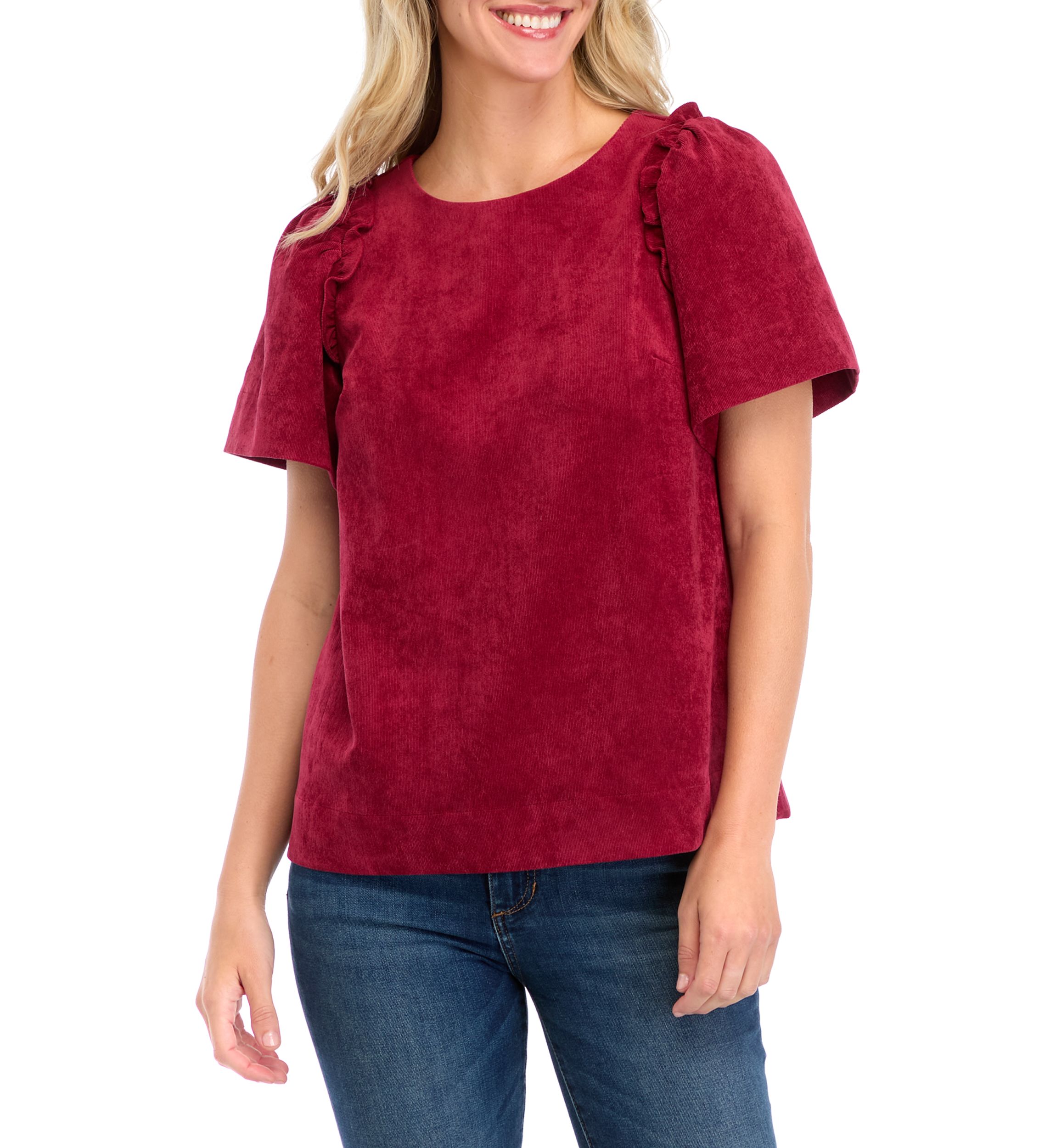 Womens Puff Sleeve Corded Top 