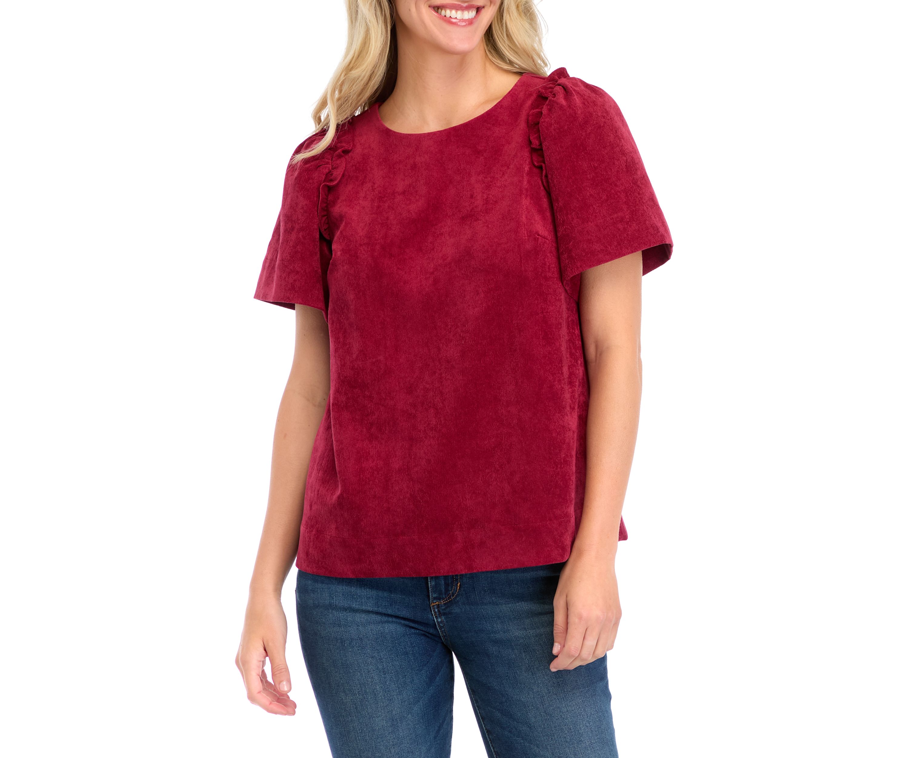 Womens Puff Sleeve Corded Top 