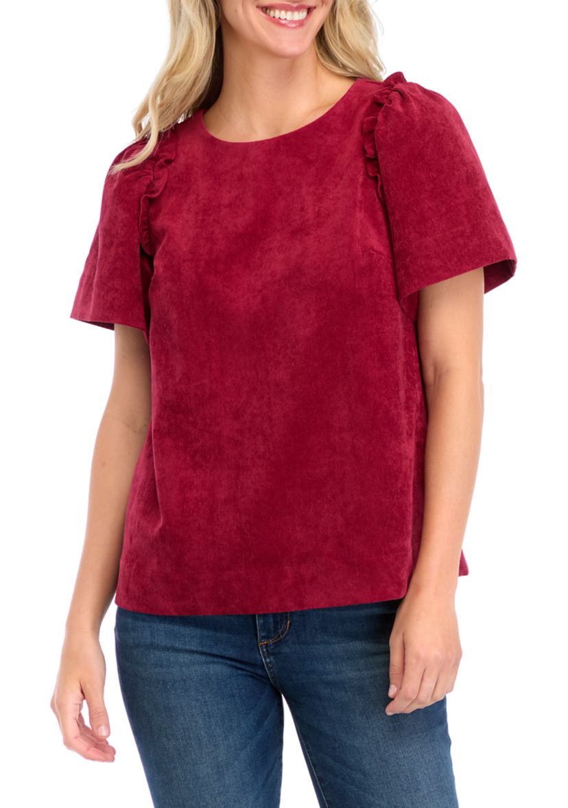 Womens Puff Sleeve Corded Top 