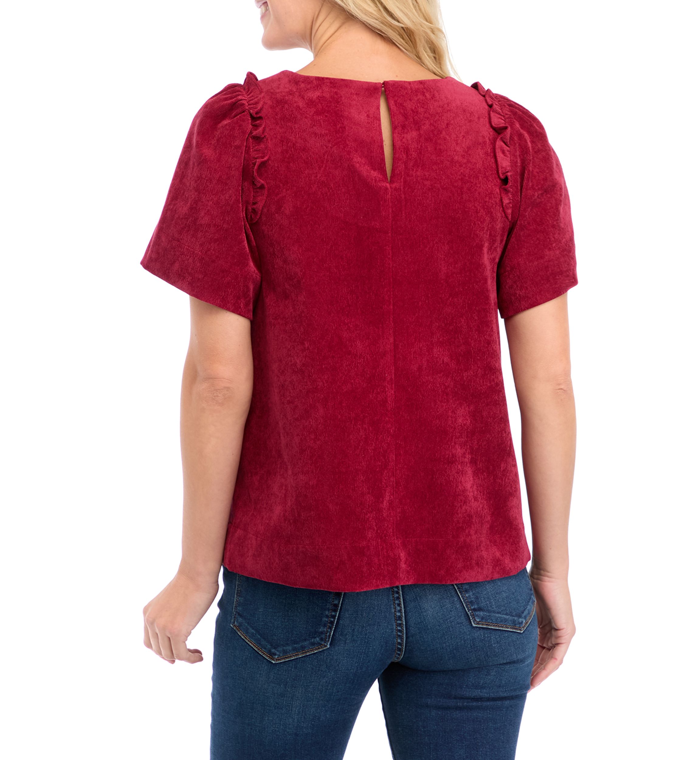 Womens Puff Sleeve Corded Top 