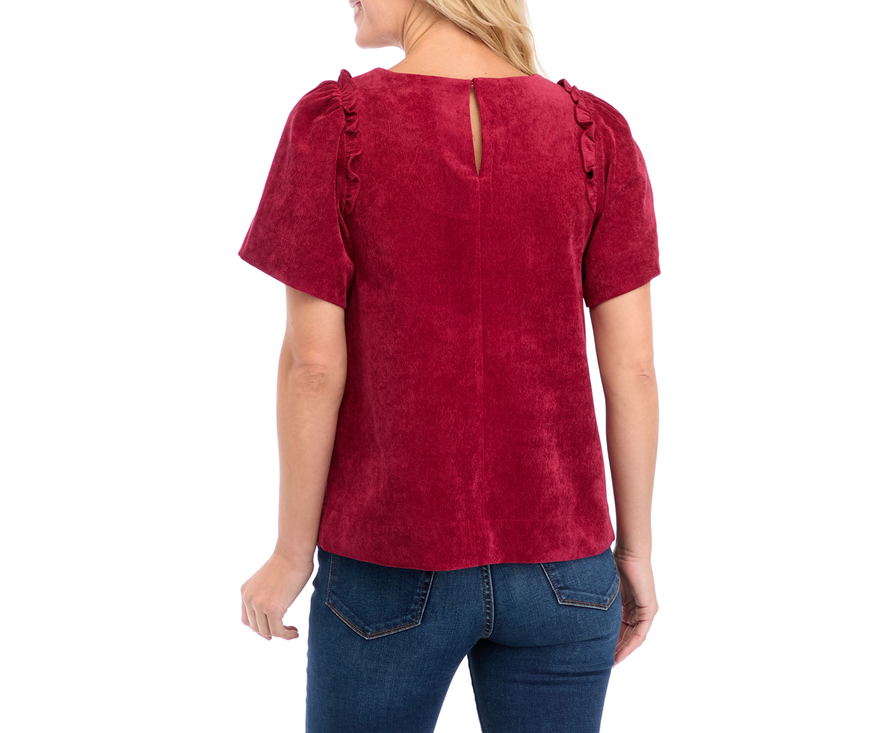 Womens Puff Sleeve Corded Top 