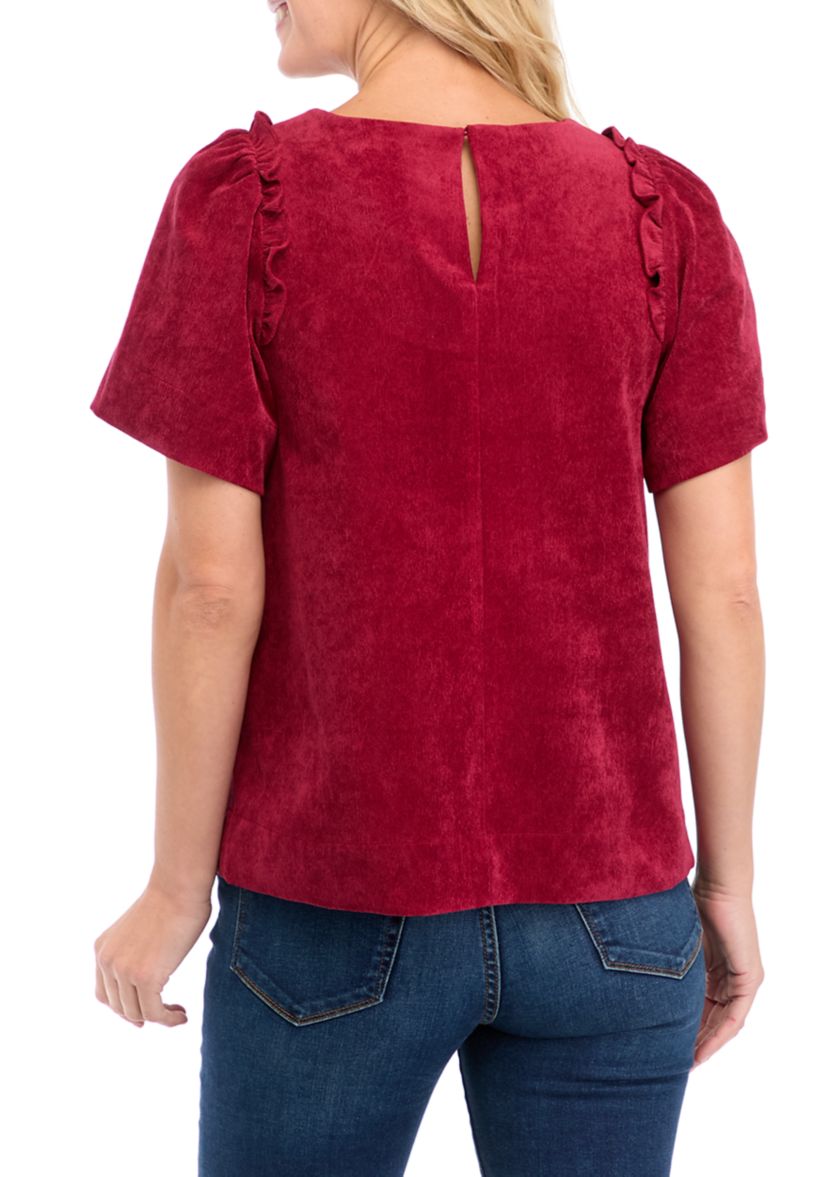 Womens Puff Sleeve Corded Top 