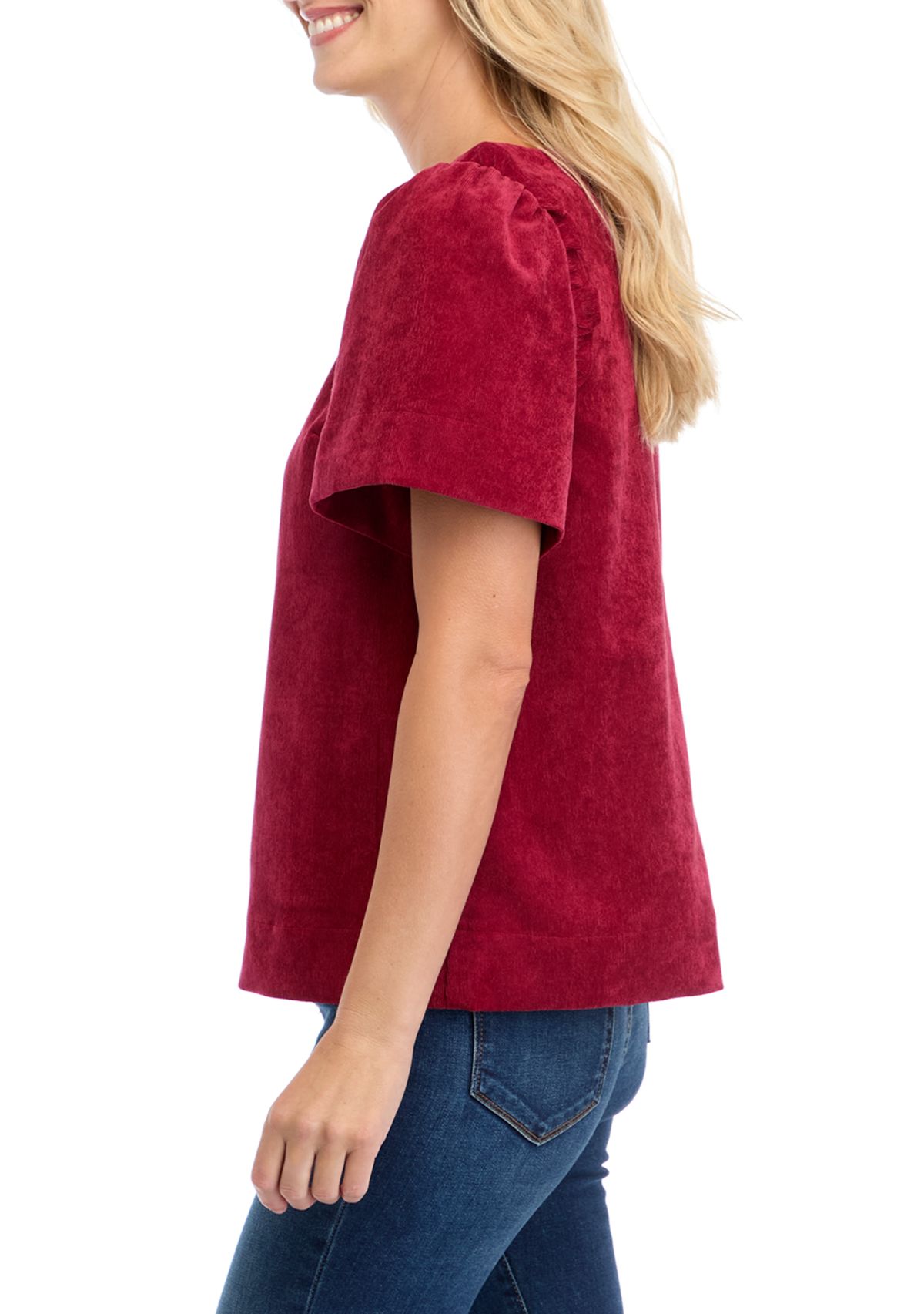 Womens Puff Sleeve Corded Top 