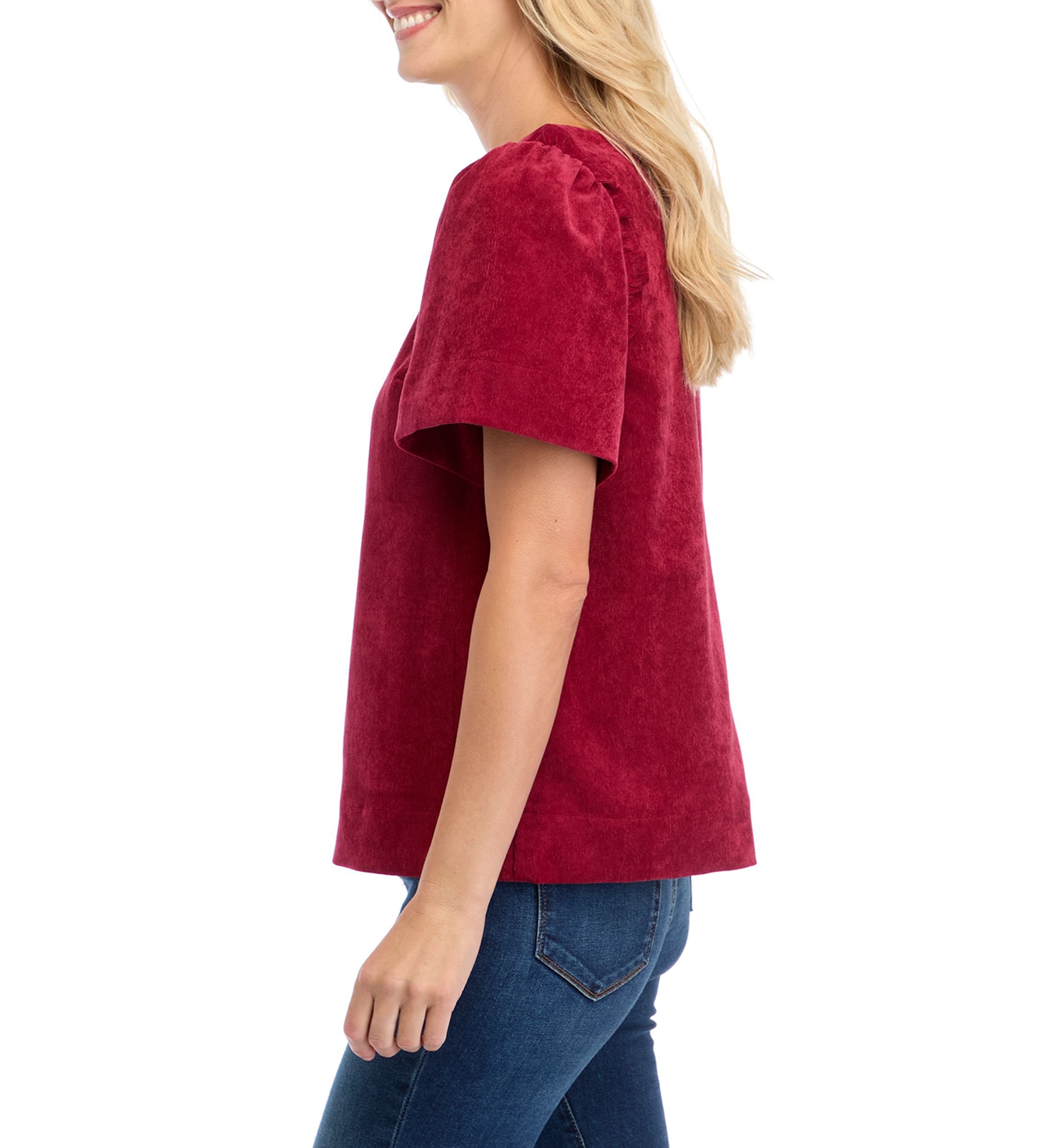 Womens Puff Sleeve Corded Top 