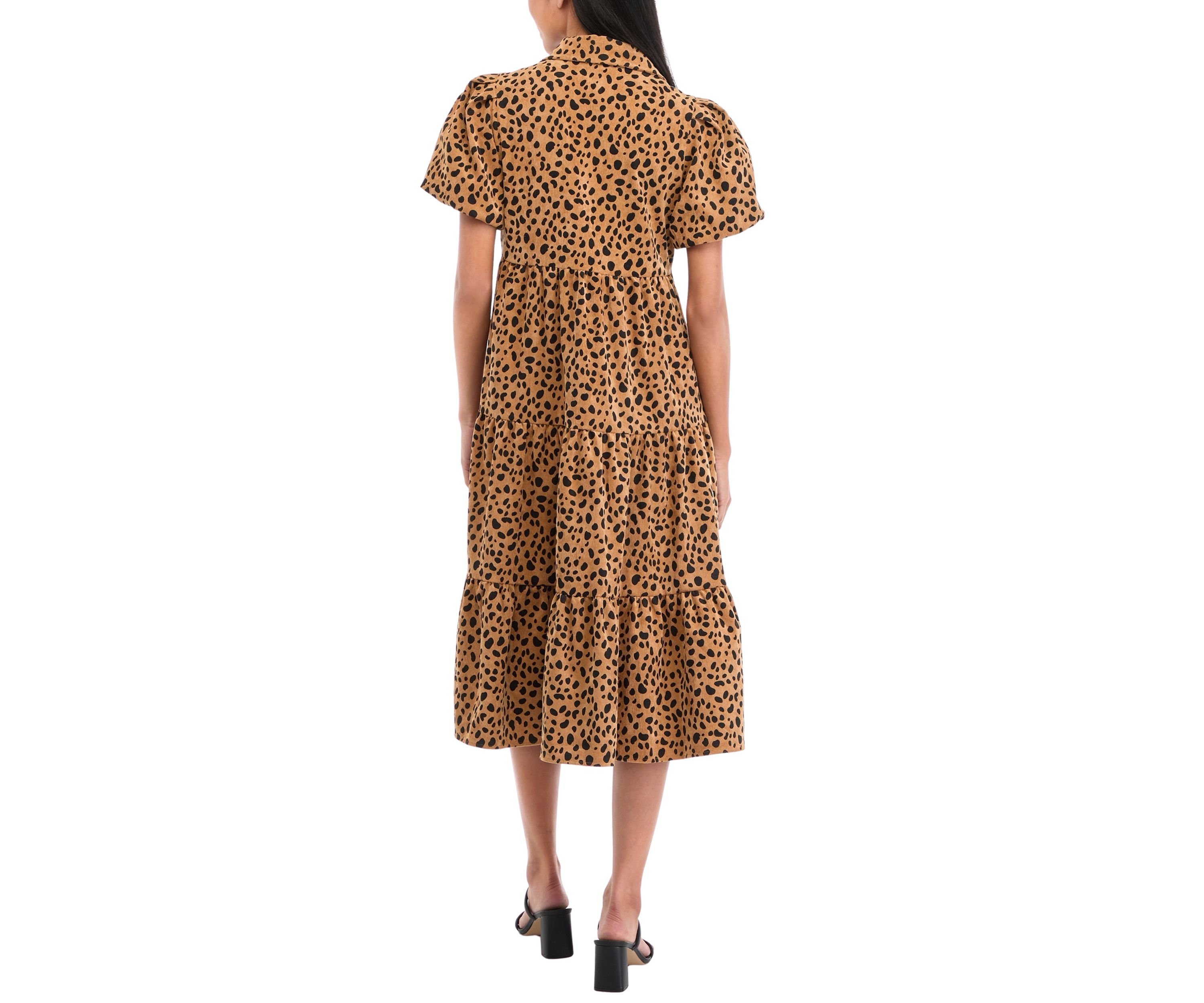 Petite Puff Sleeve Printed Midi Shirtdress