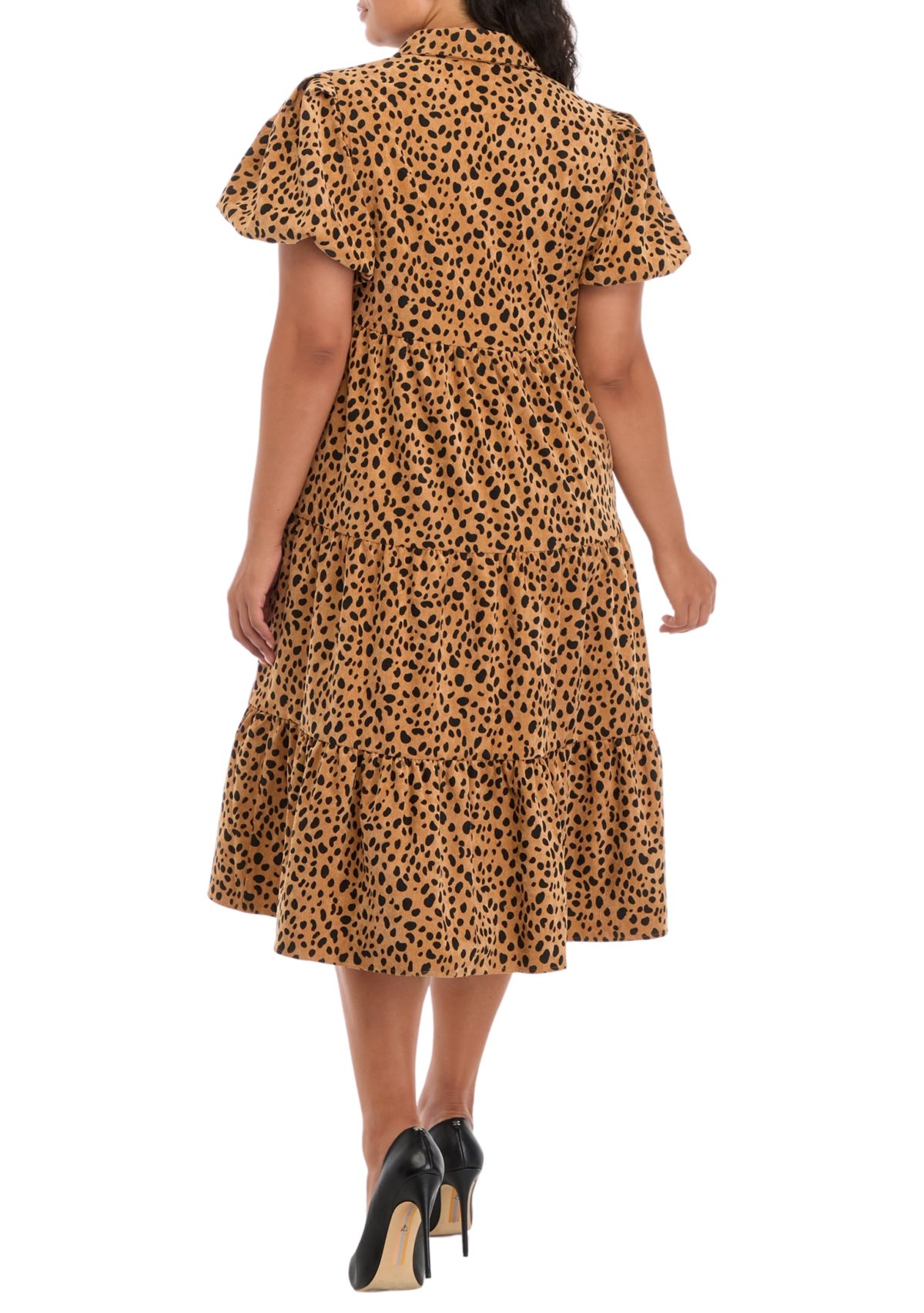 Plus Size Printed Midi Shirtdress 