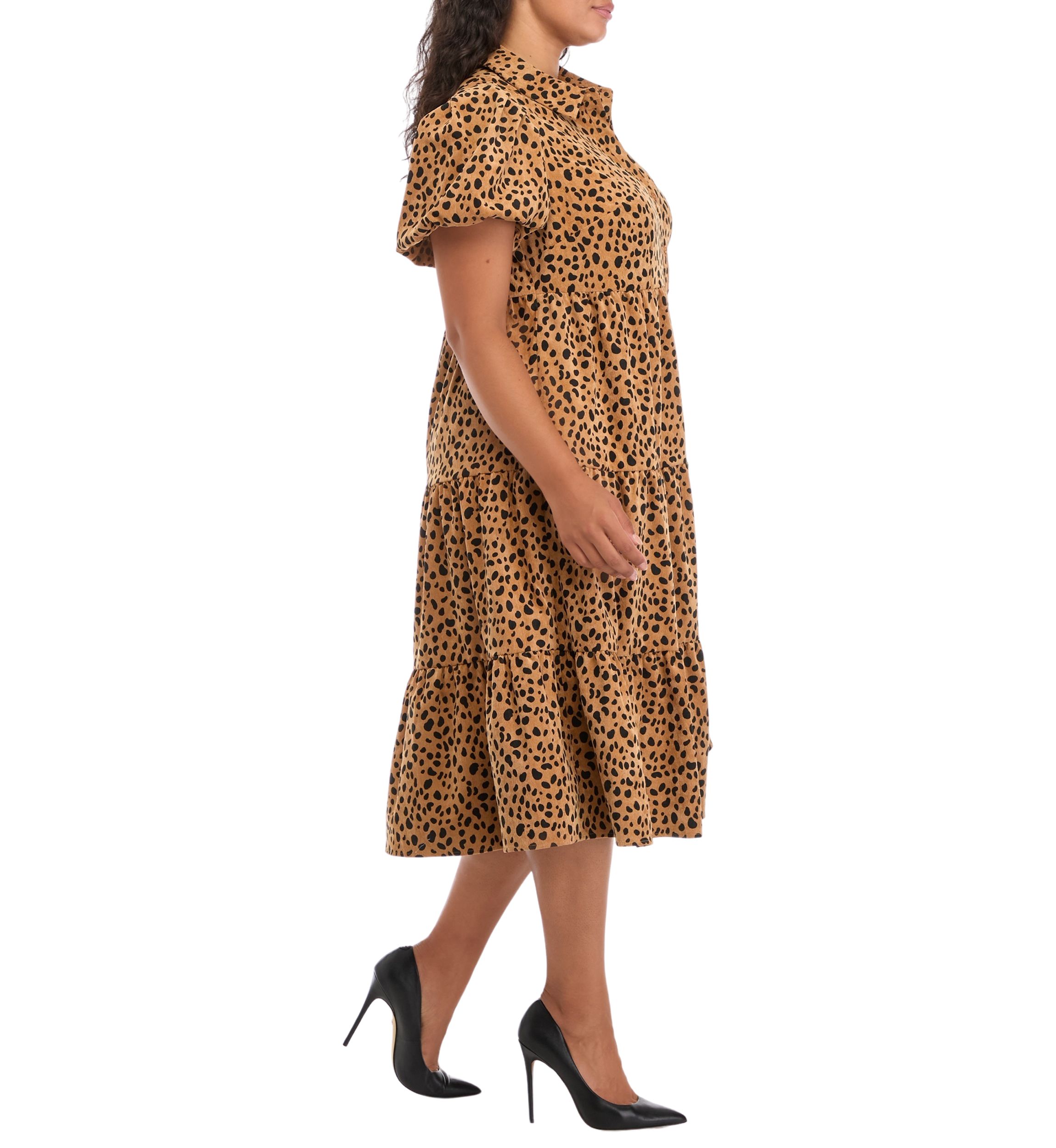 Plus Size Printed Midi Shirtdress 