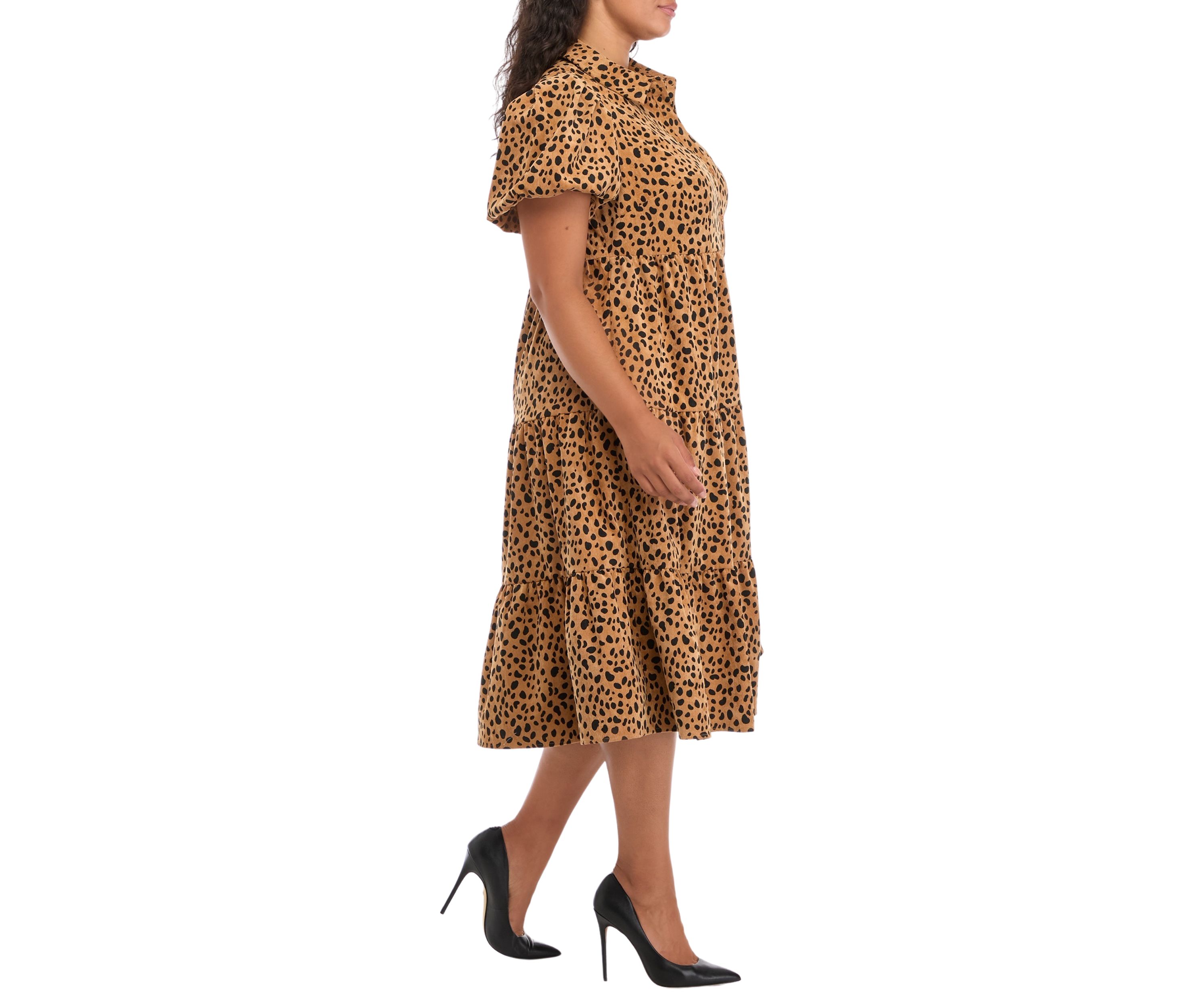 Plus Size Printed Midi Shirtdress 
