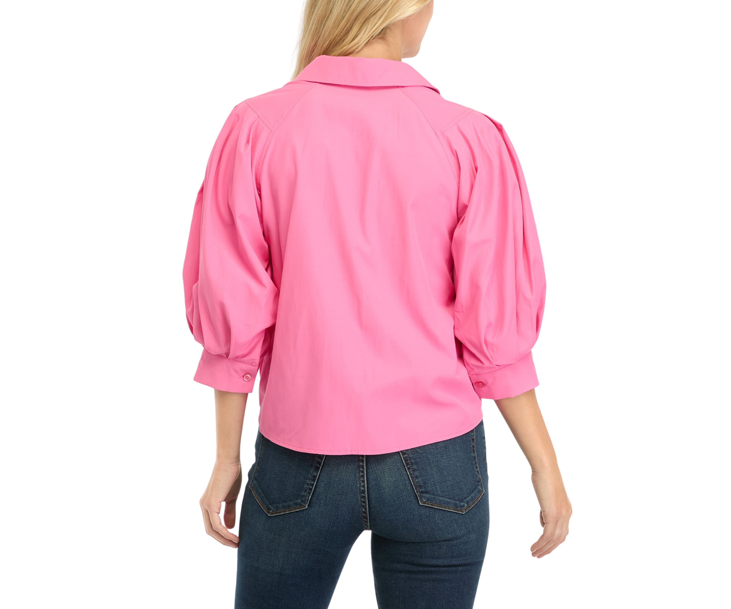 Womens Balloon Sleeve Woven Blouse 