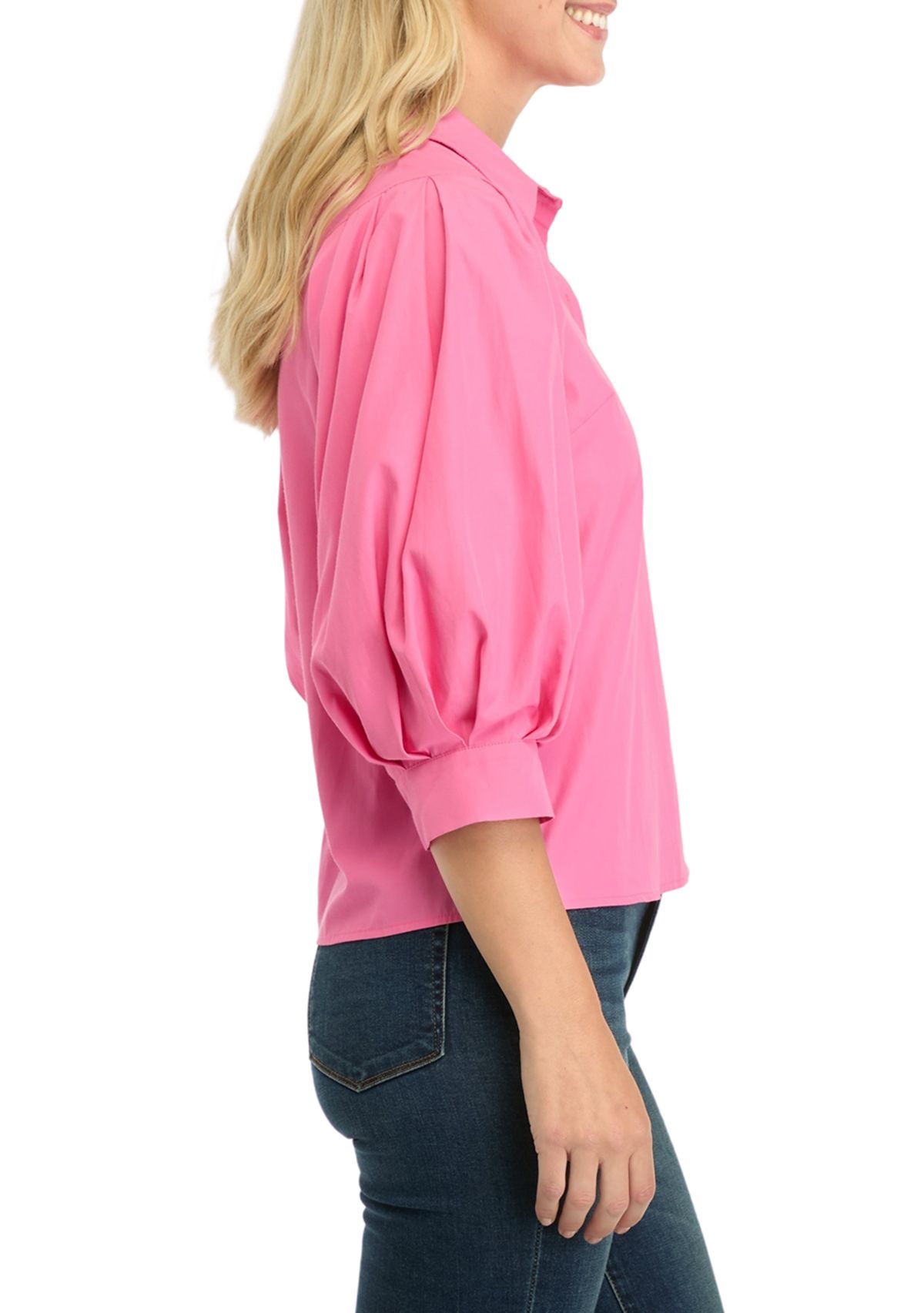 Womens Balloon Sleeve Woven Blouse 