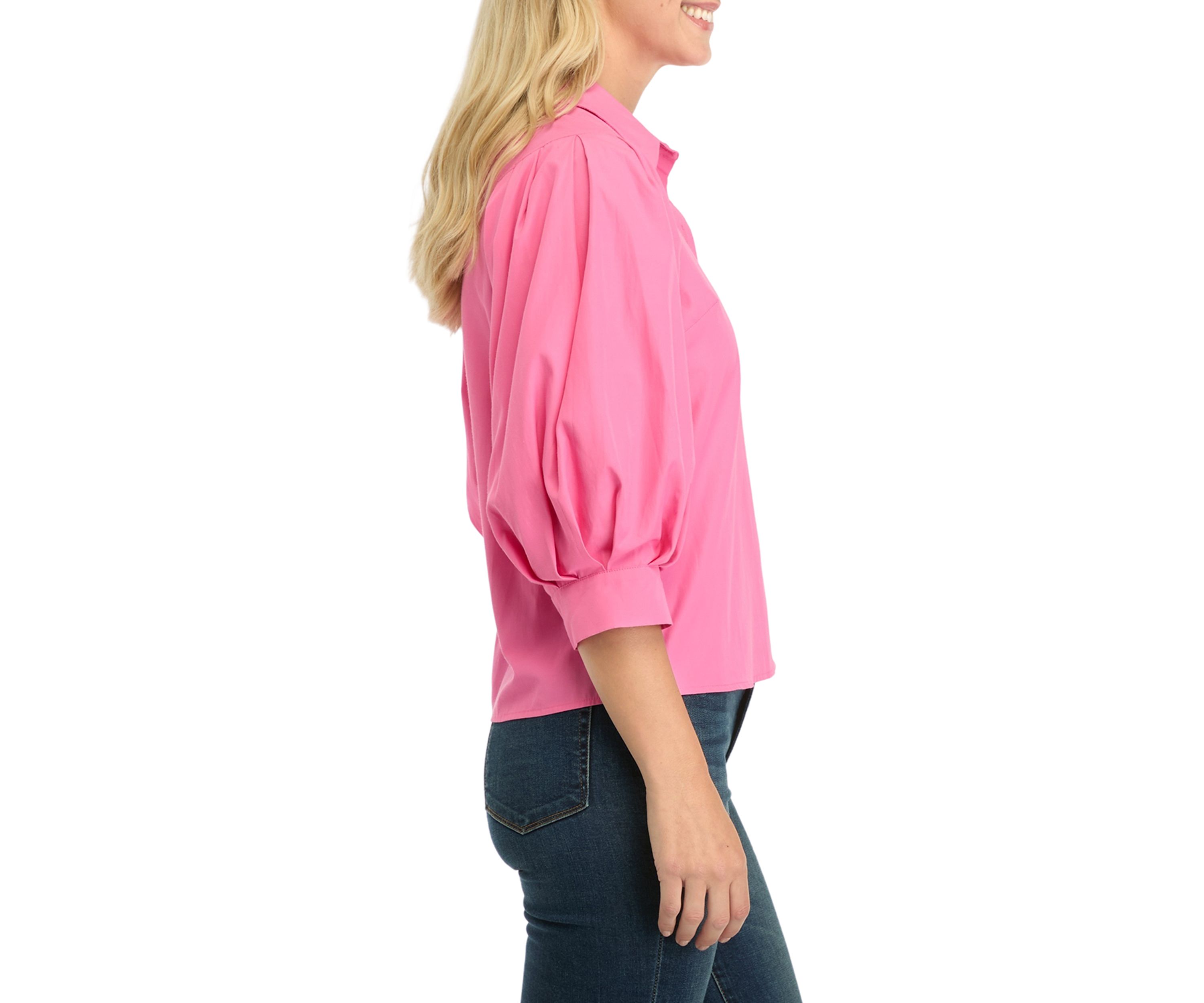 Womens Balloon Sleeve Woven Blouse 