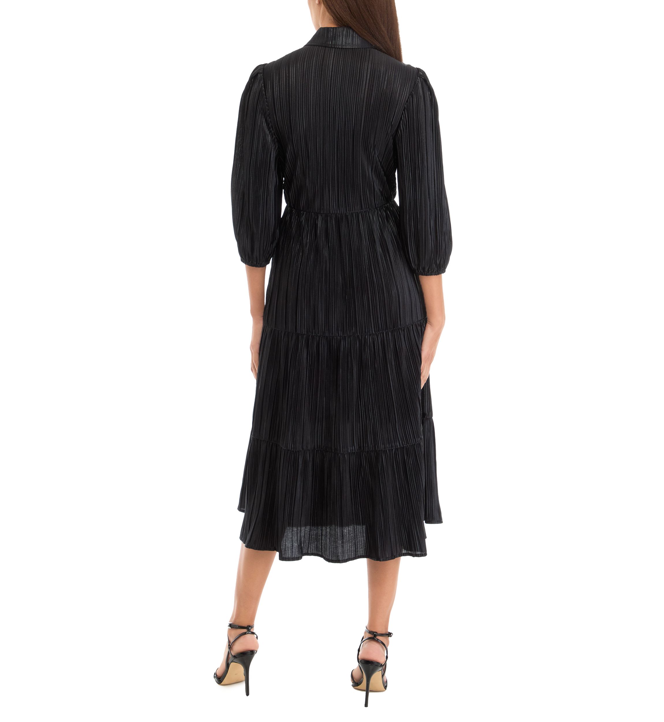 Womens 3/4 Sleeve Metallic Shirtdress
