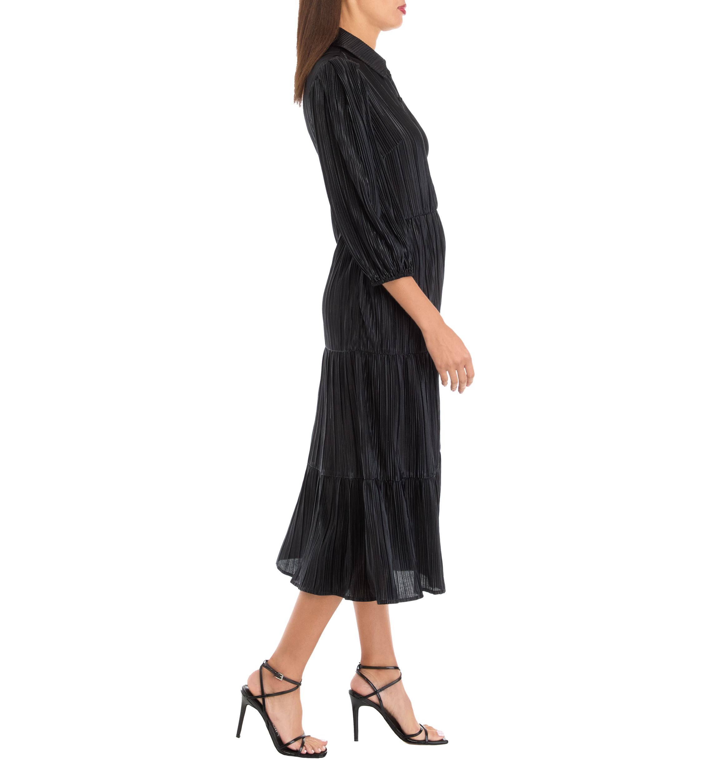 Womens 3/4 Sleeve Metallic Shirtdress