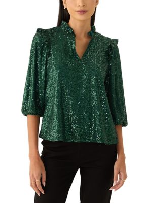 Crown & Ivy™ Petite Sequin Top | belk