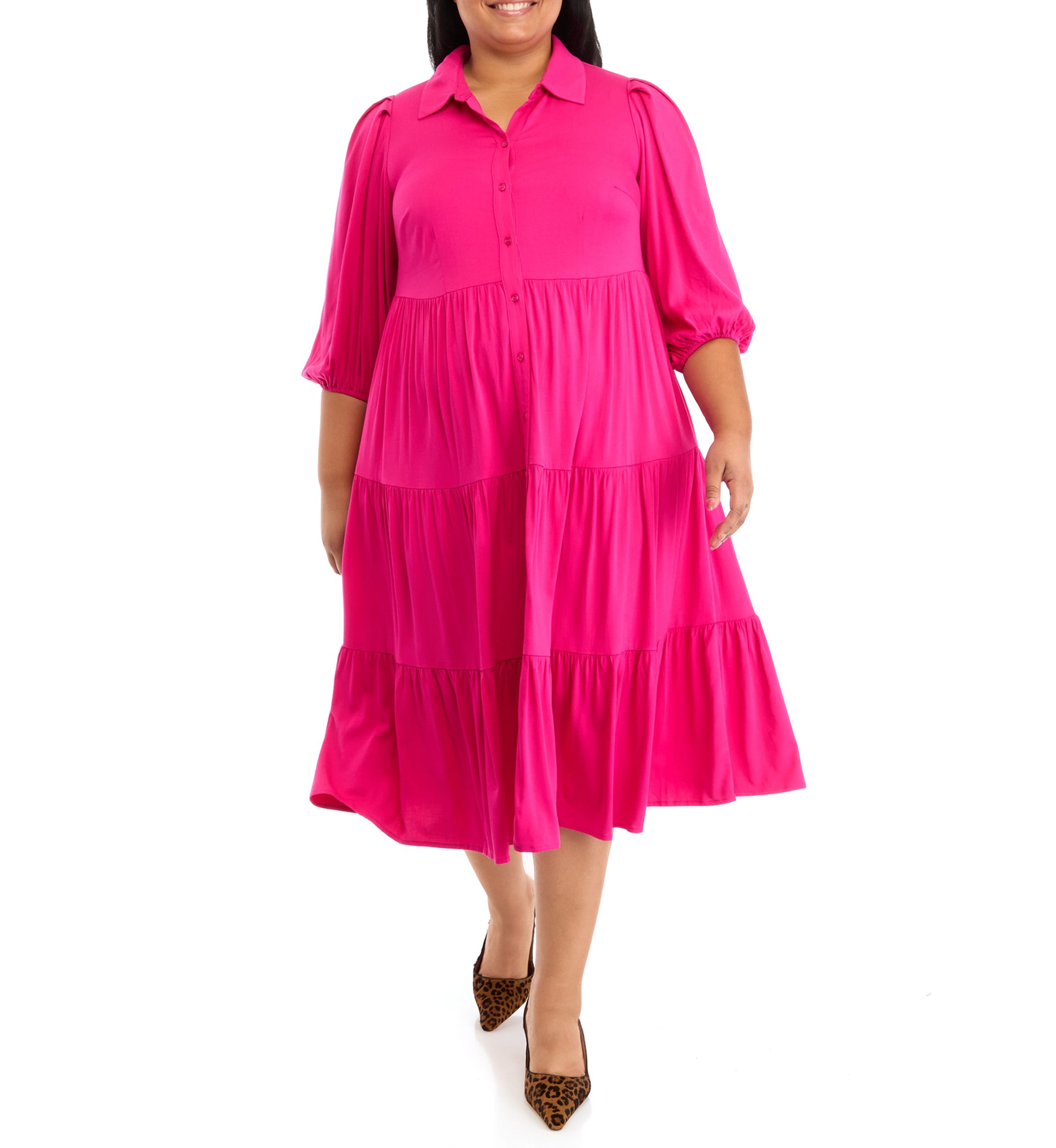 Plus Size Midi Shirt Dress