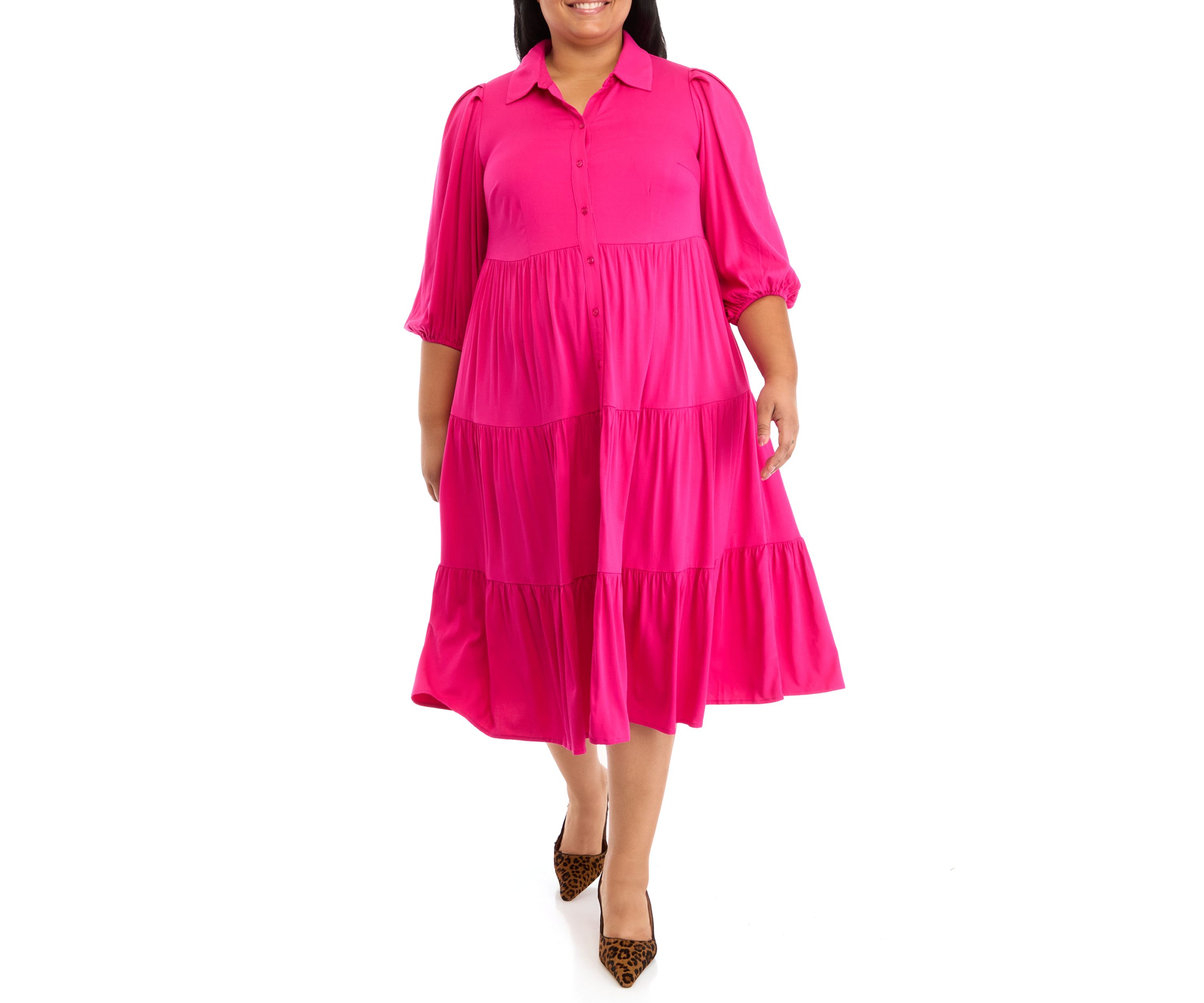 Plus Size Midi Shirt Dress