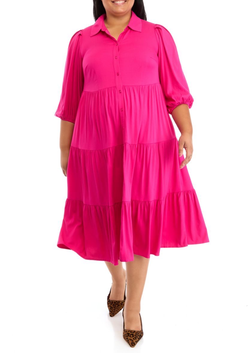 Plus Size Midi Shirt Dress