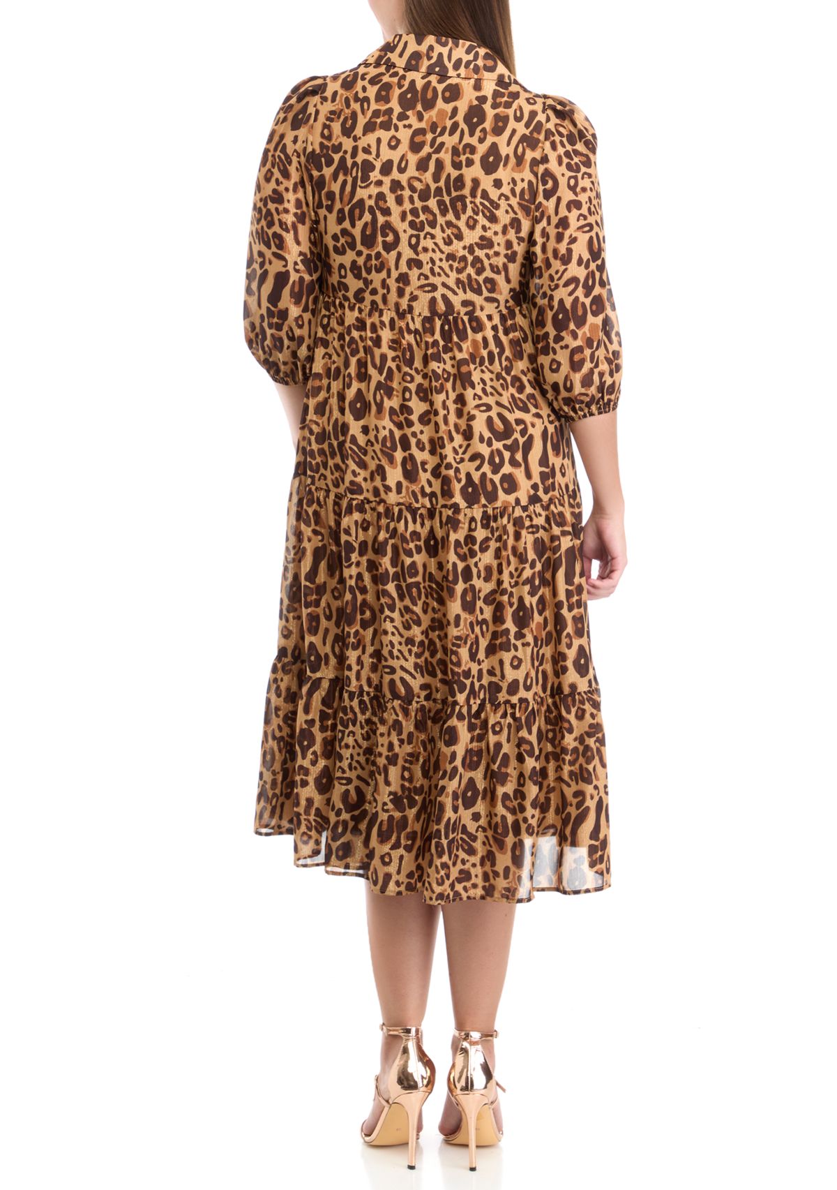 Womens 3/4 Sleeve Lurex Shine Shirtdress