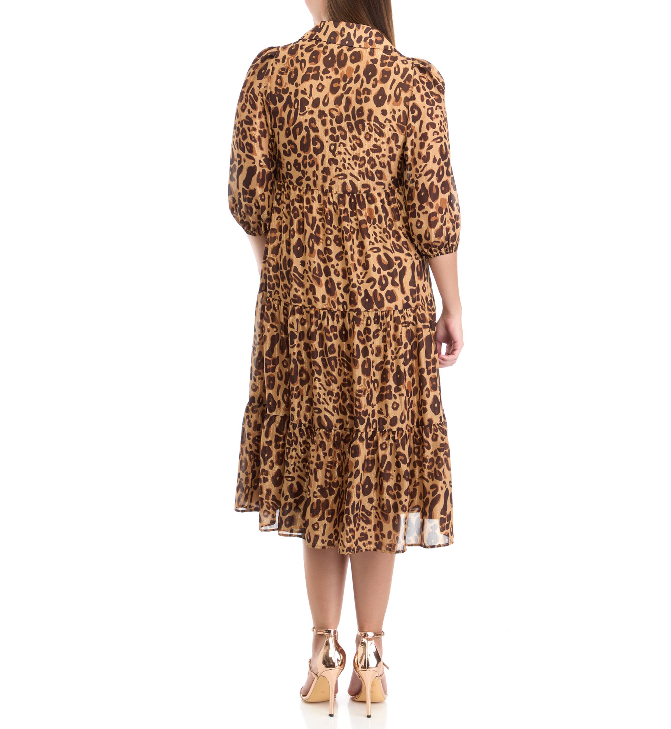 Womens 3/4 Sleeve Lurex Shine Shirtdress