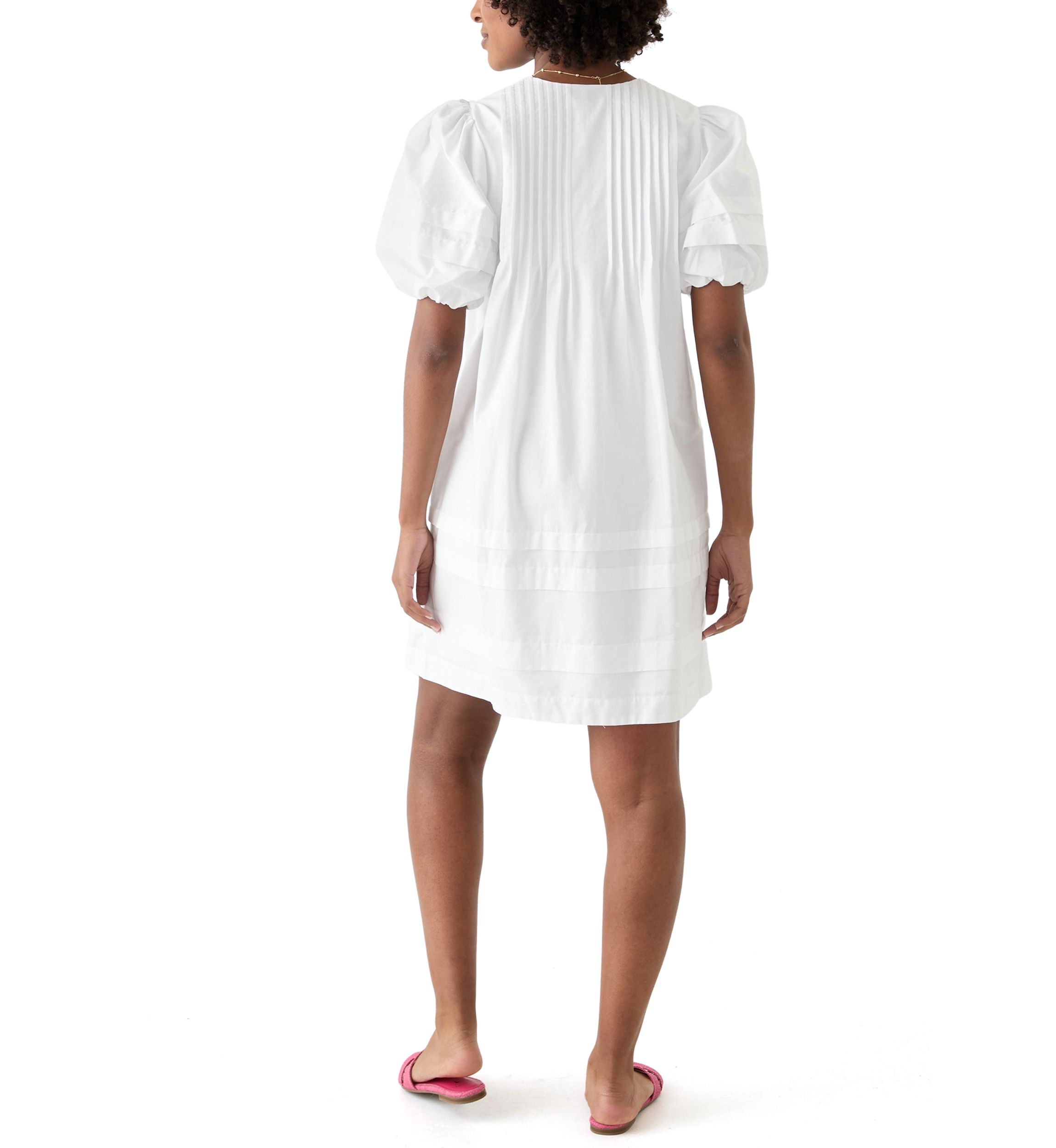 Womens Puff Pintuck Short Dress