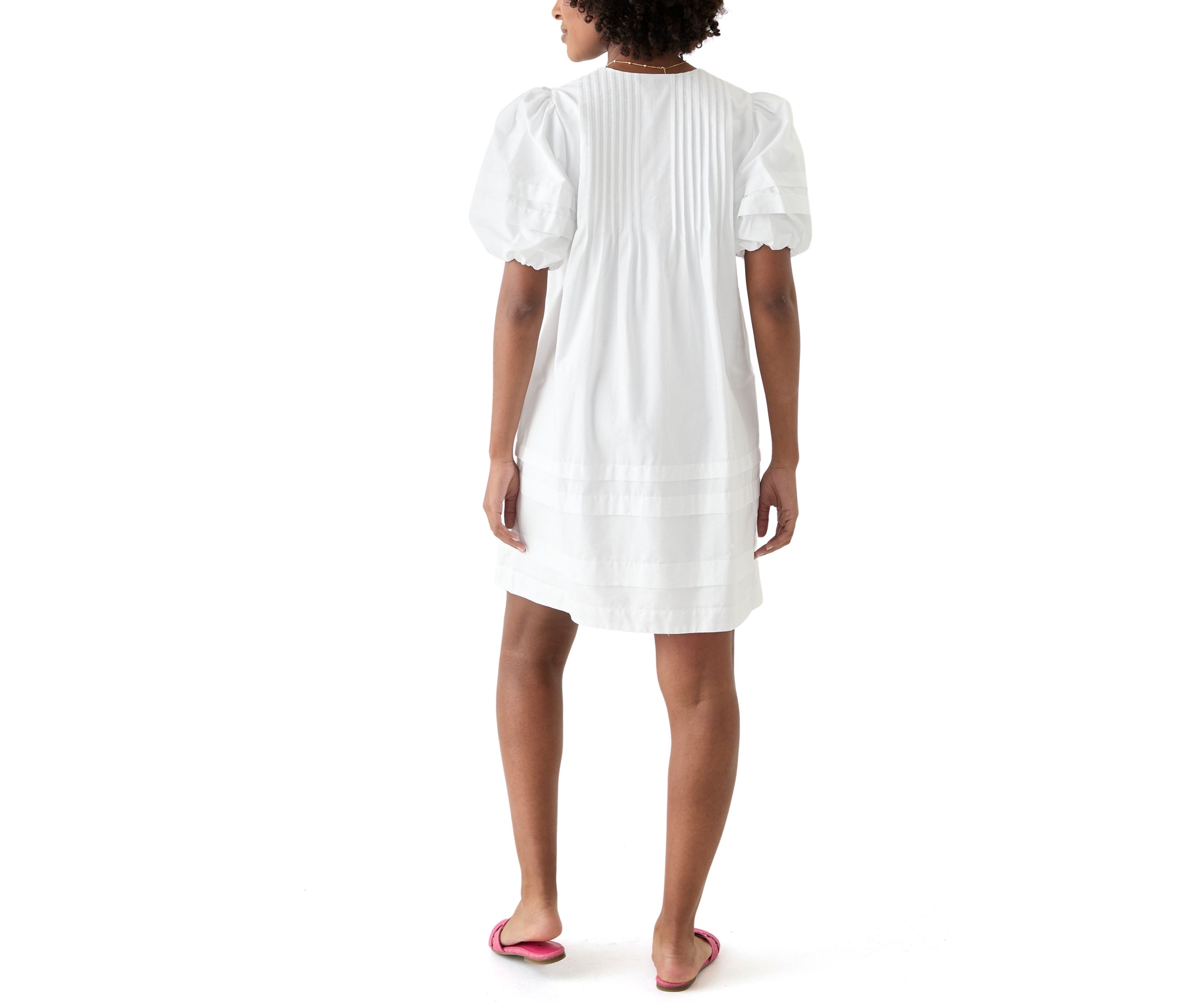 Womens Puff Pintuck Short Dress