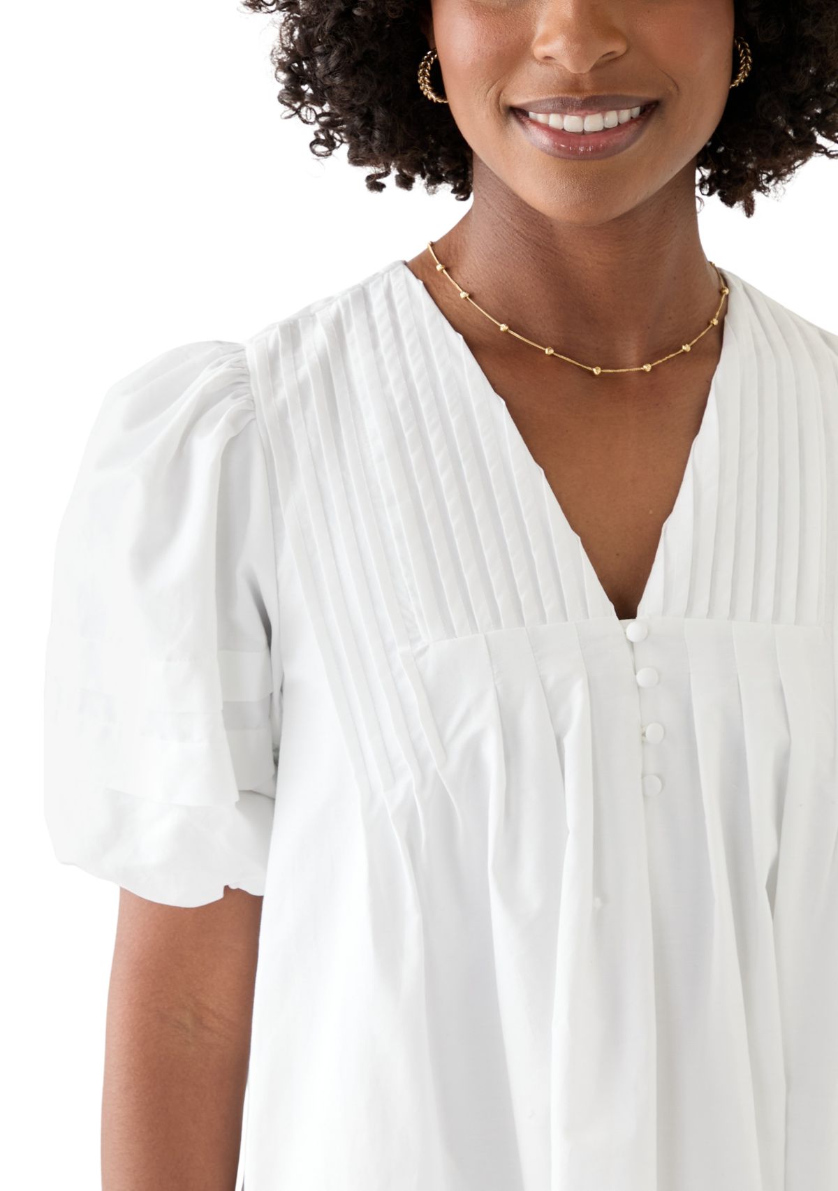 Womens Puff Pintuck Short Dress