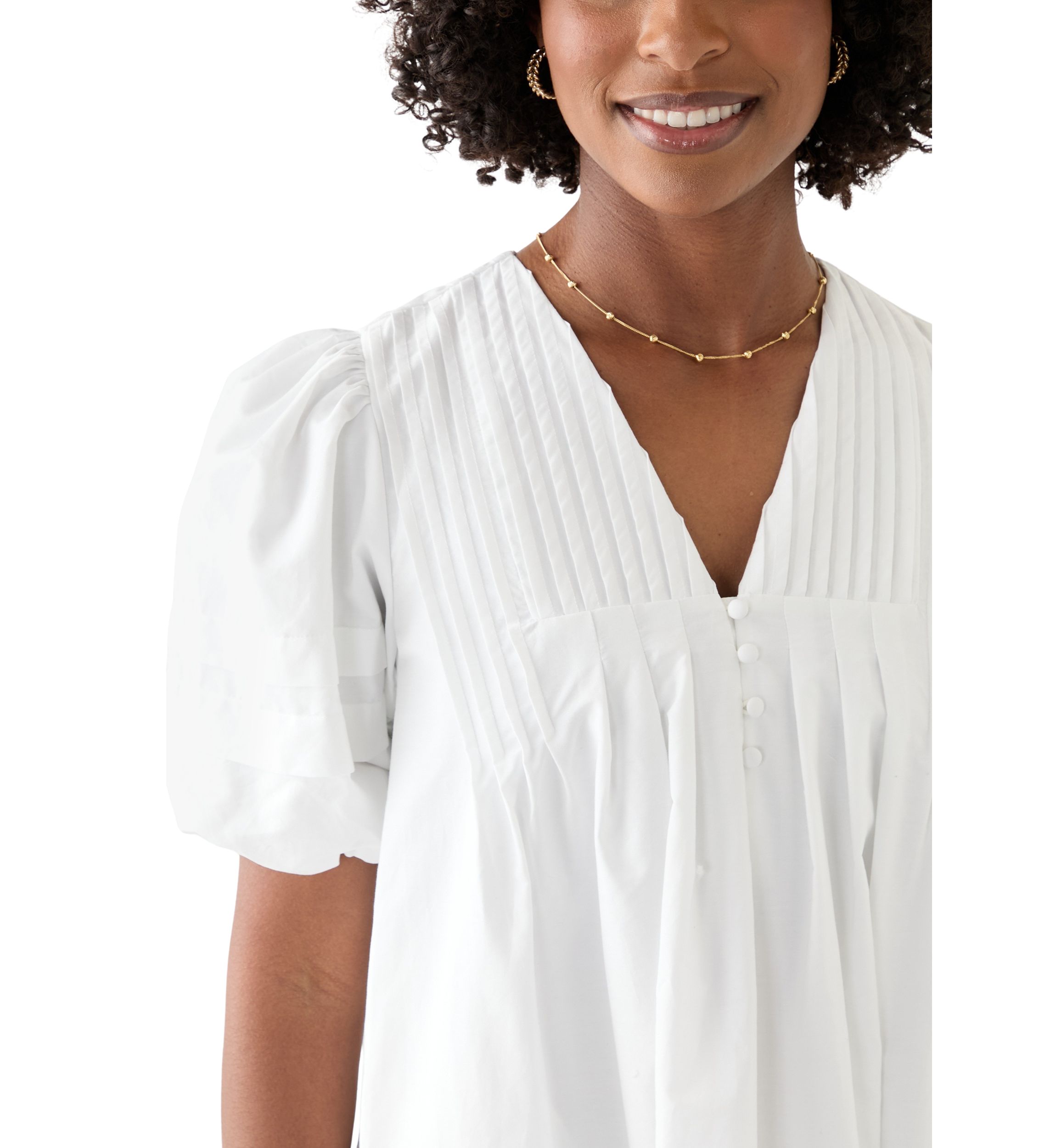 Womens Puff Pintuck Short Dress