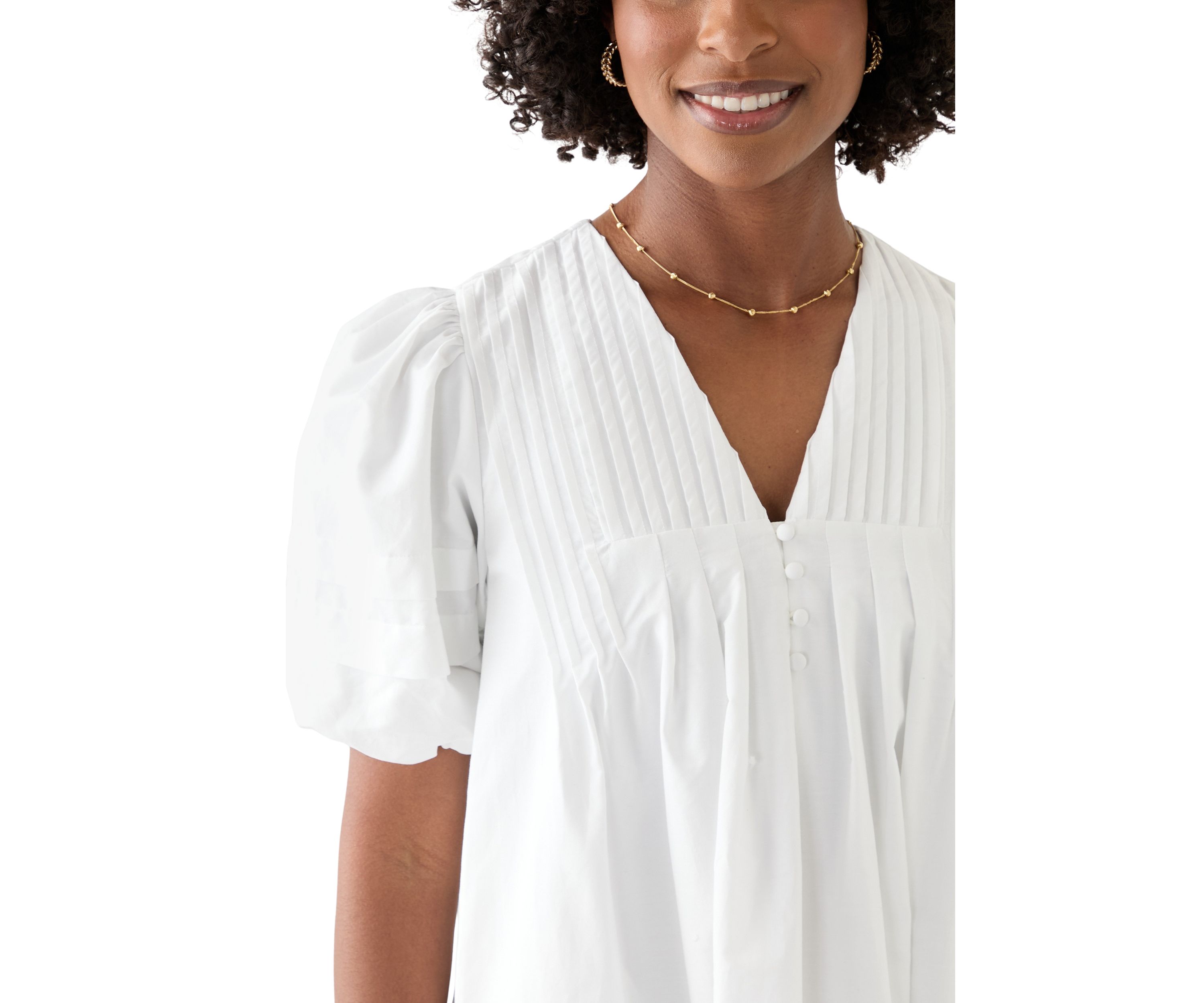 Womens Puff Pintuck Short Dress