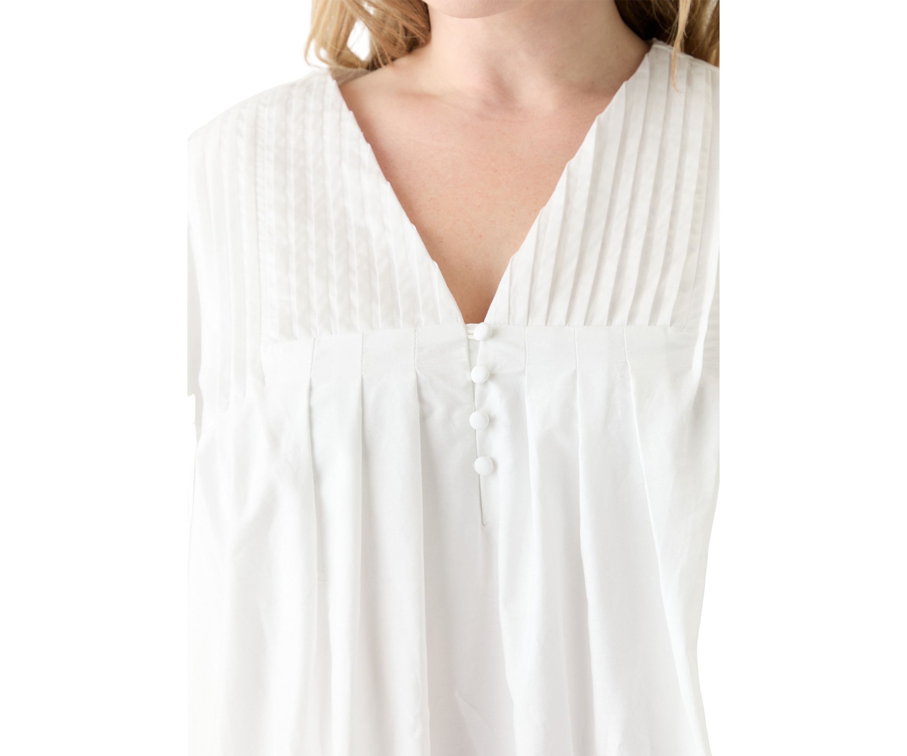 Plus Size Puff Sleeve Pintuck Short Dress