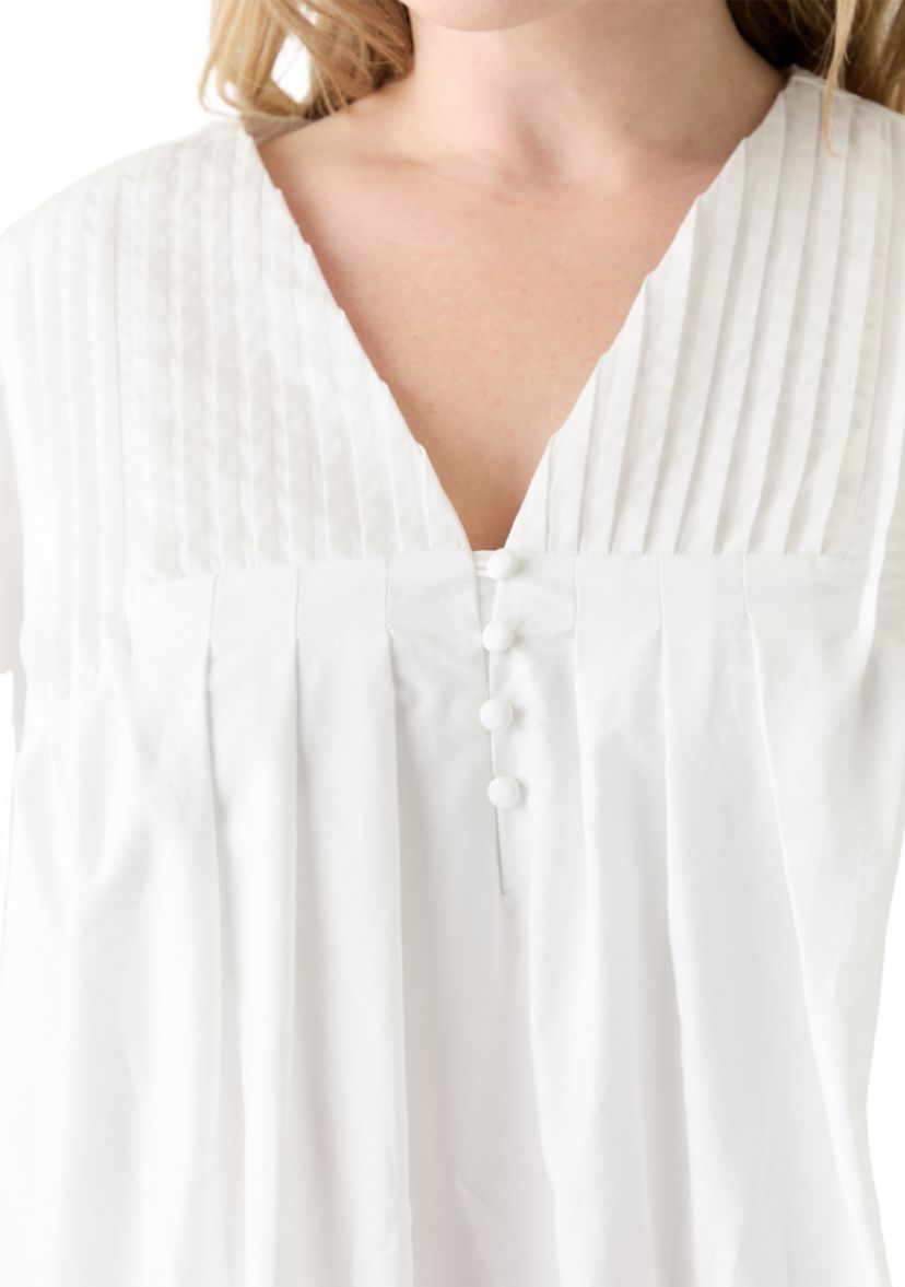 Plus Size Puff Sleeve Pintuck Short Dress