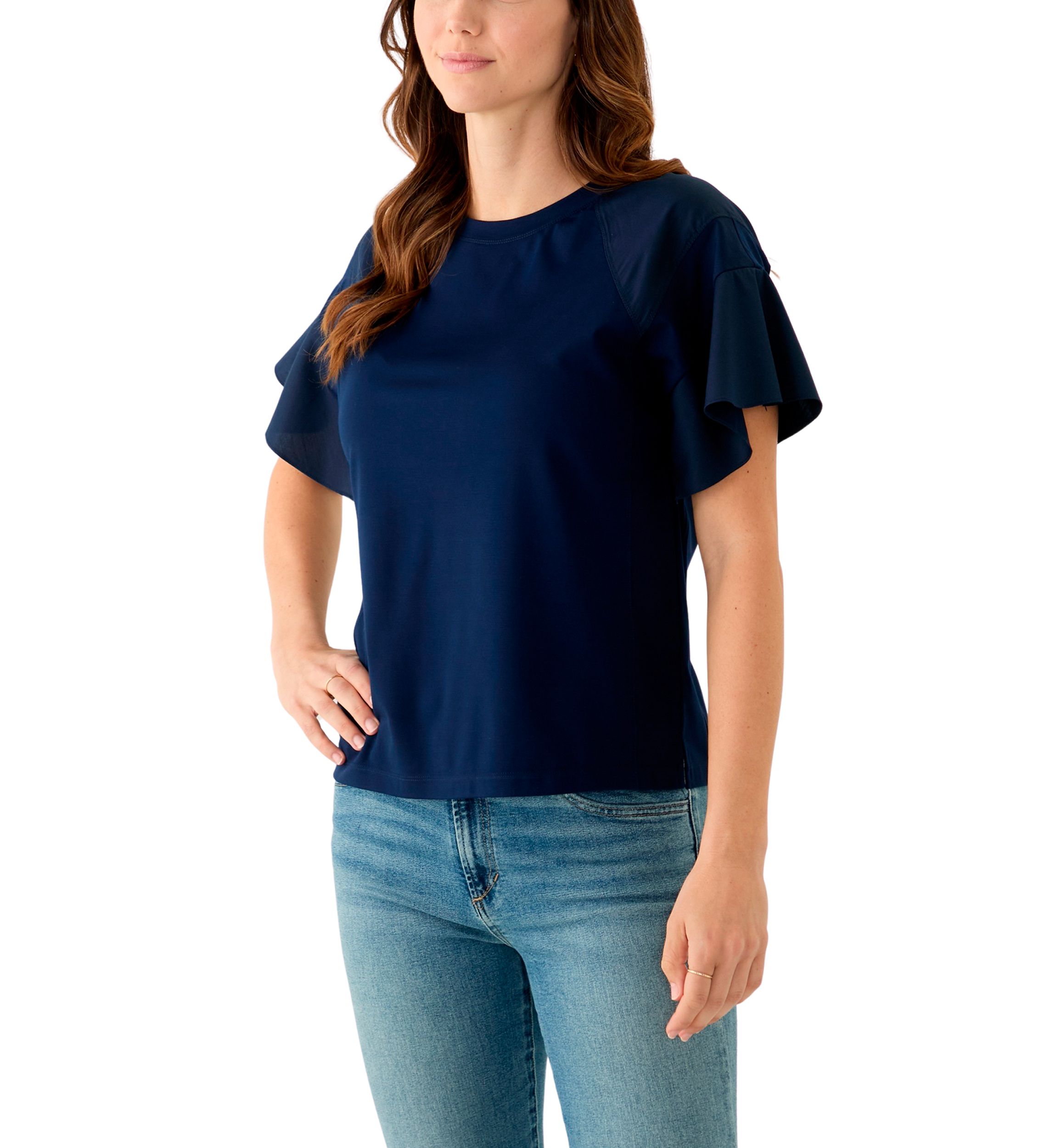Womens Ruffle Flounce Sleeve T-Shirt